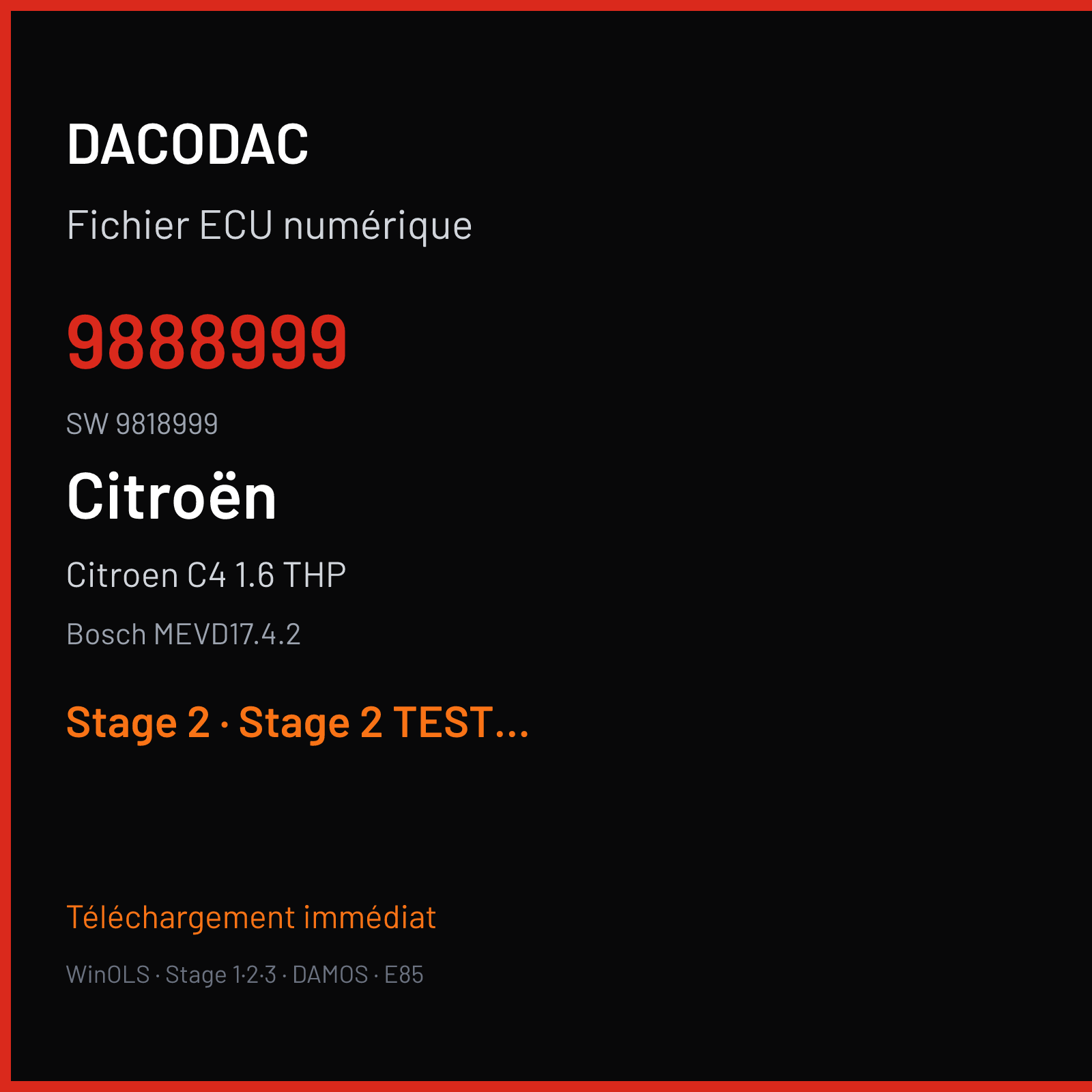 Citroen C4 1.6 THP 156 ch (2009) — Bosch MEVD17.4.2 — 9888999 · 9818999 · 398701 — Stage 2