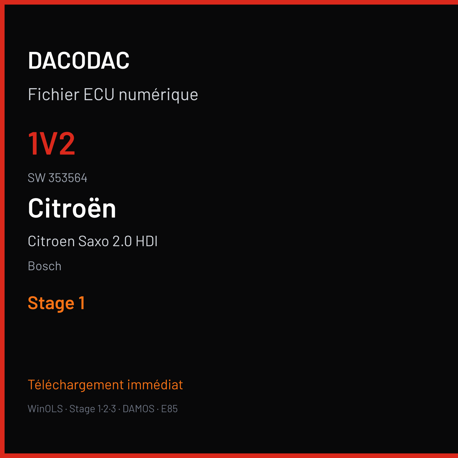 Citroen Saxo 2.0 HDI — Bosch — 1V2 · 353564 — Stage 1