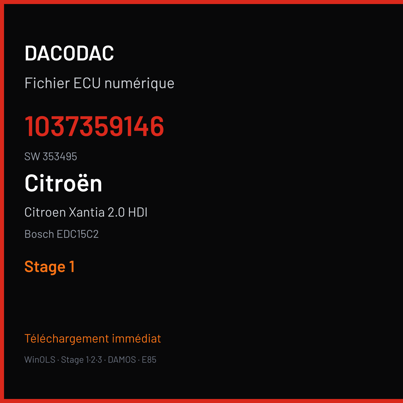 Citroen Xantia 2.0 HDI (2000) — Bosch EDC15C2 — 1037359146 · 353495 — Stage 1