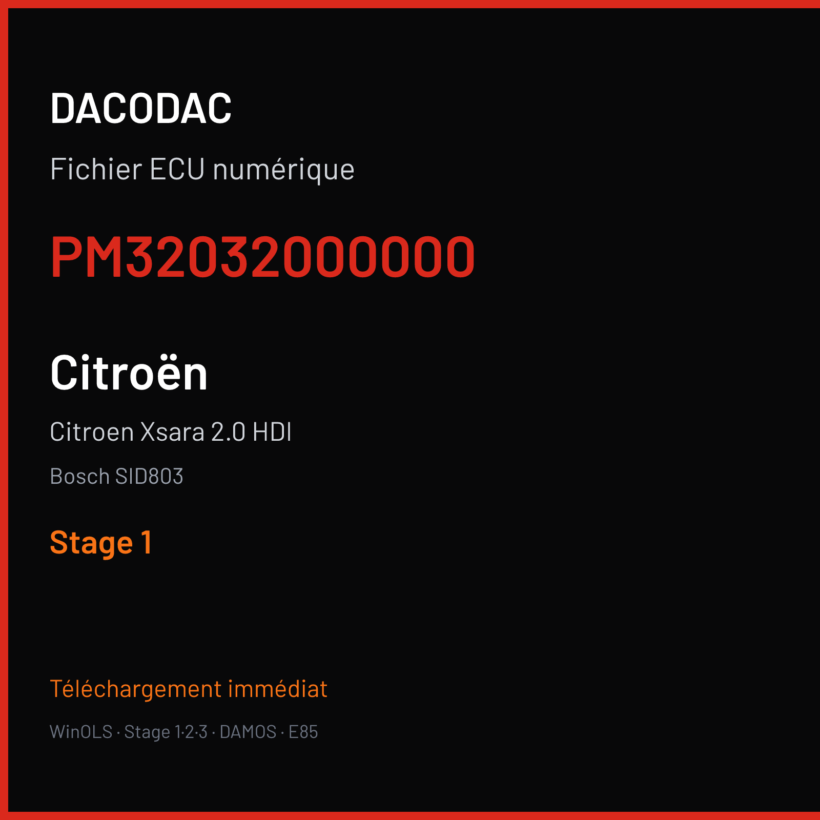 Citroen Xsara 2.0 HDI (2002) — Bosch SID803 — PM32032000000 — Stage 1