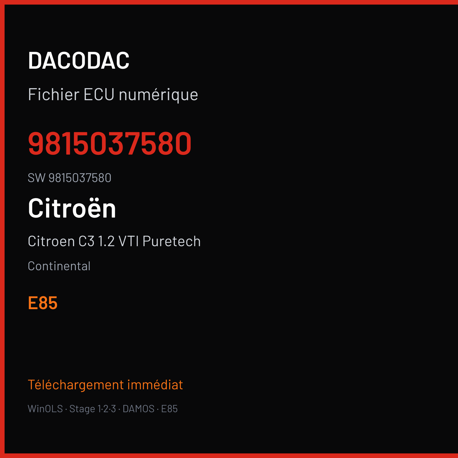 Citroen C3 1.2 VTI Puretech (2017) — Continental — 9815037580 · 9815037580 · 9693871280 V56.12 — E85
