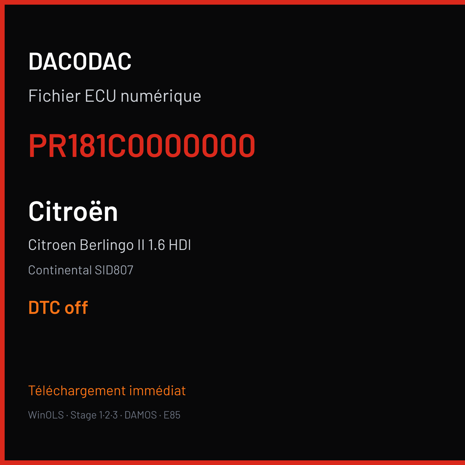 Citroen Berlingo II 1.6 HDI (2013) — Continental SID807 — PR181C0000000 — DTC off
