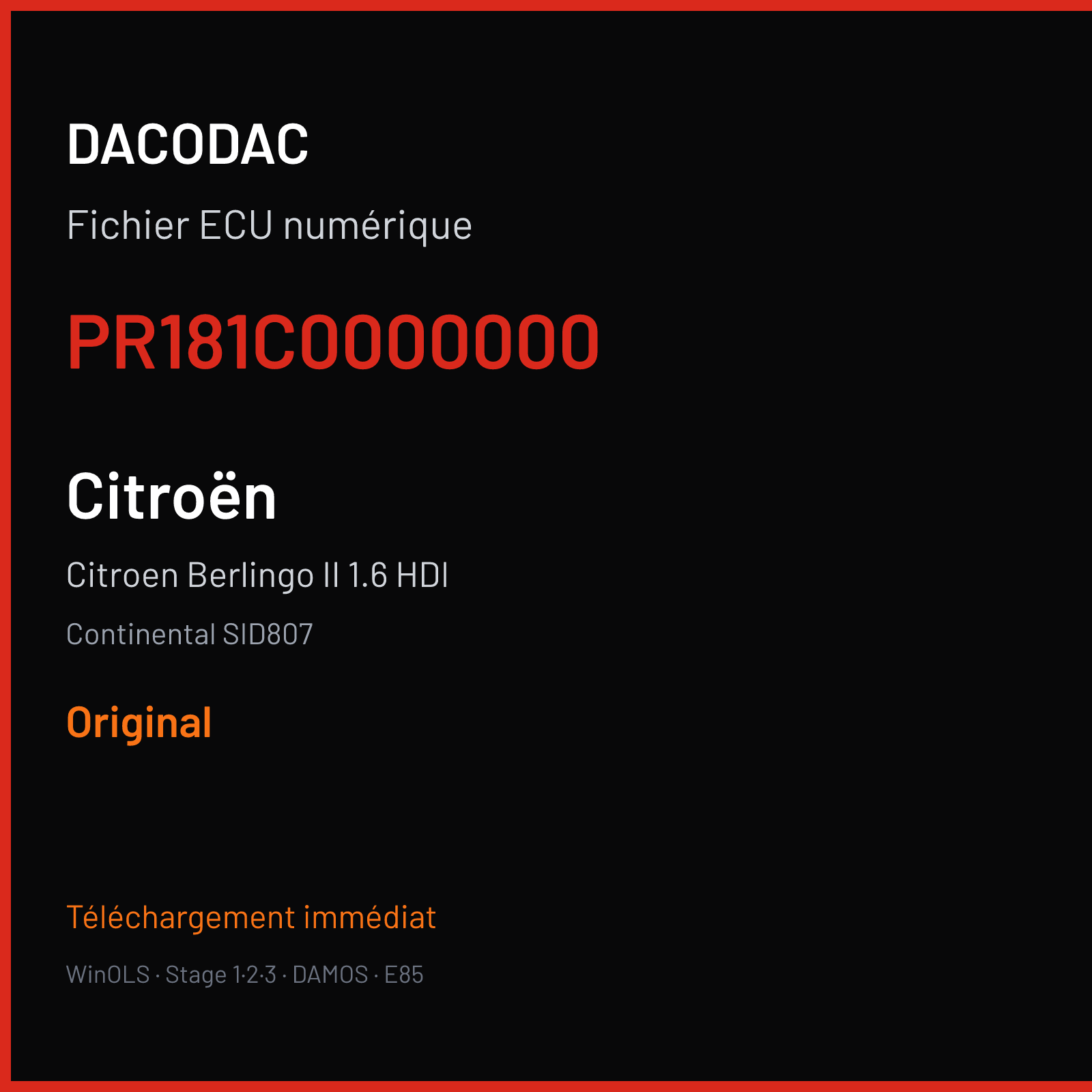 Citroen Berlingo II 1.6 HDI (2013) — Continental SID807 — PR181C0000000 — Original
