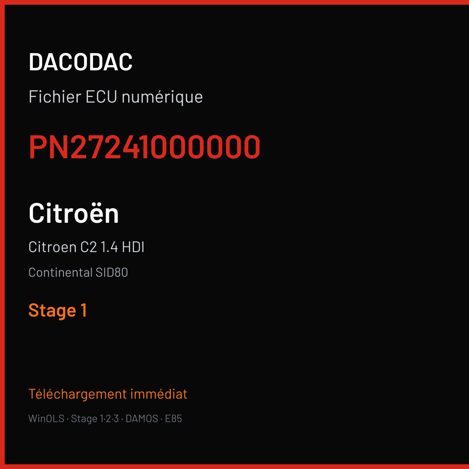 Citroen C2 1.4 HDI (2006) — Continental SID80 — PN27241000000 — Stage 1