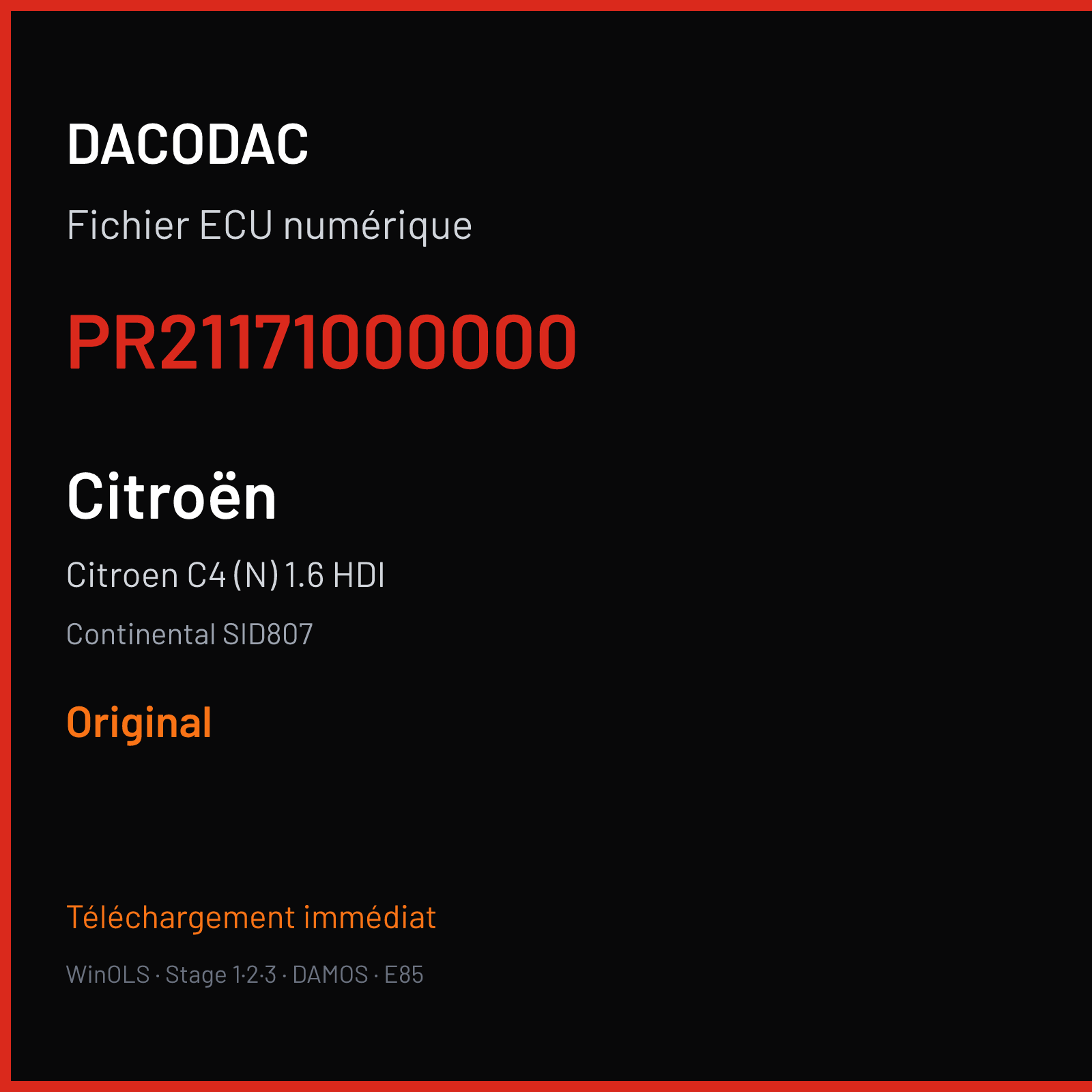 Citroen C4 (N) 1.6 HDI — Continental SID807 — PR21171000000 — Original