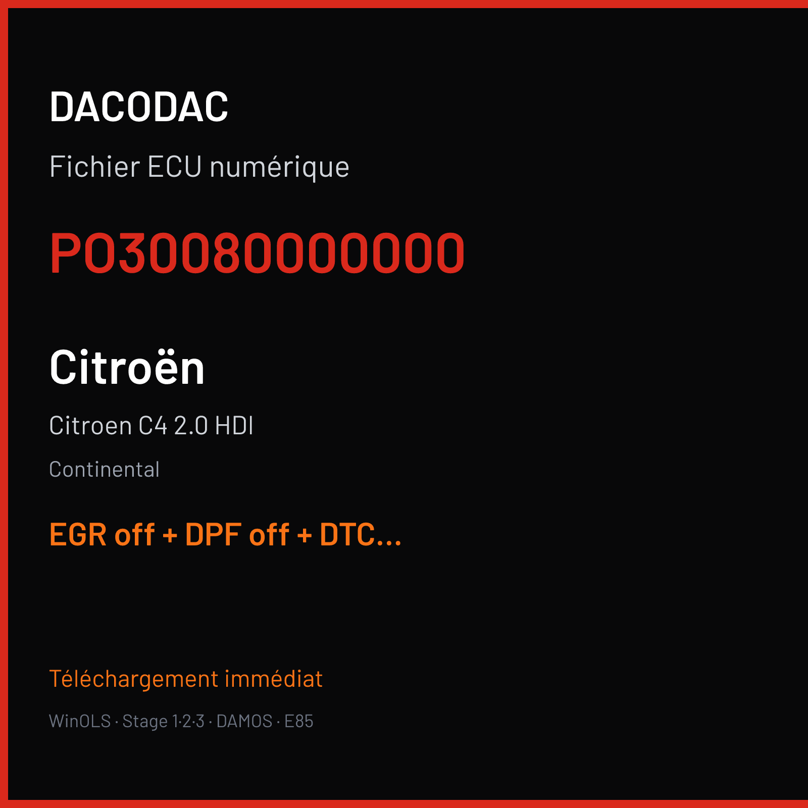 Citroen C4 2.0 HDI — Continental — PO30080000000 — EGR off + DPF off + DTC off