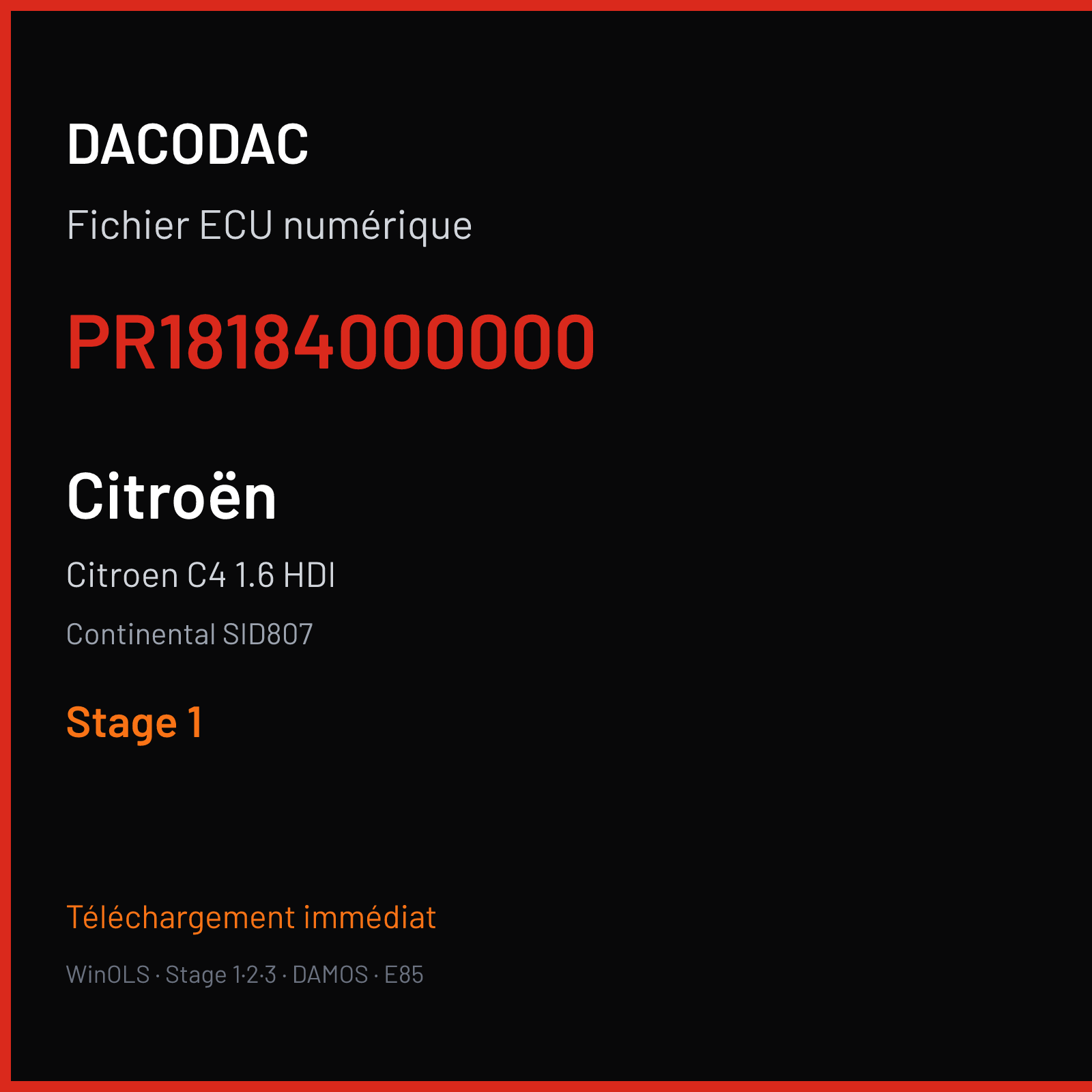 Citroen C4 1.6 HDI (2011) — Continental SID807 — PR18184000000 — Stage 1