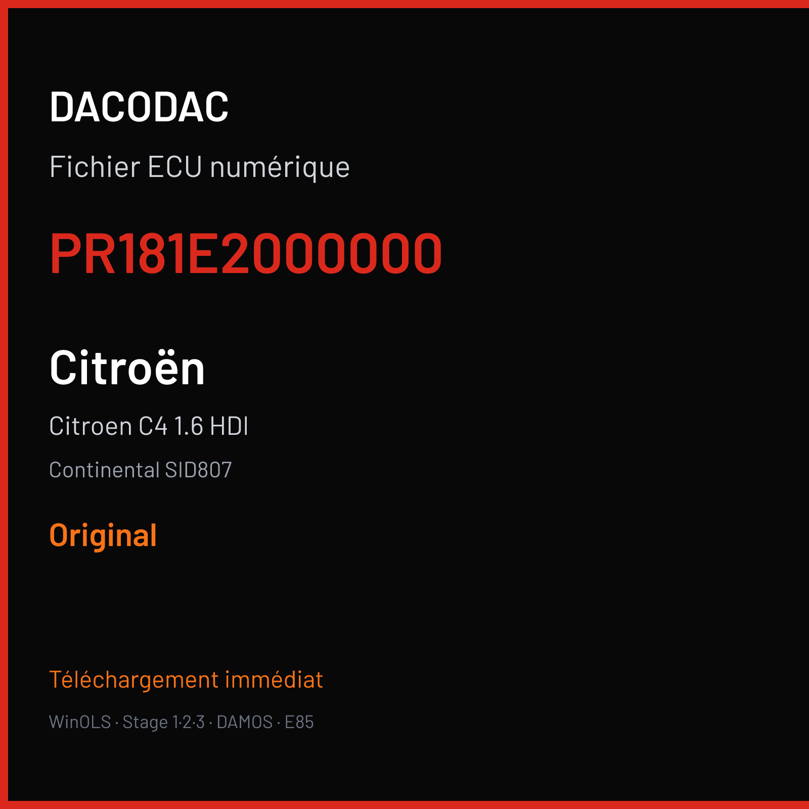 Citroen C4 1.6 HDI (2013) — Continental SID807 — PR181E2000000 — Original