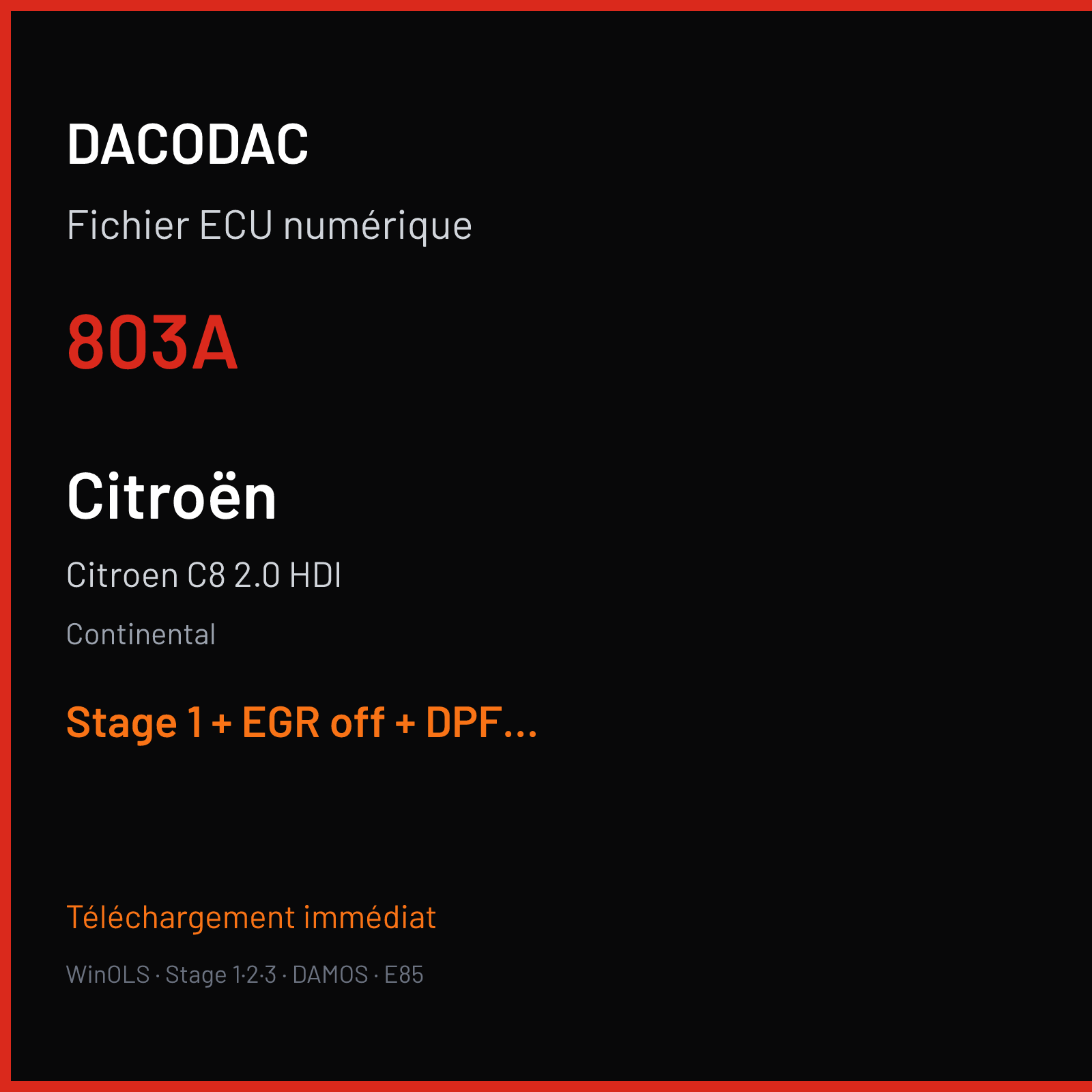 Citroen C8 2.0 HDI (2007) — Continental — 803A — Stage 1 + EGR off + DPF off