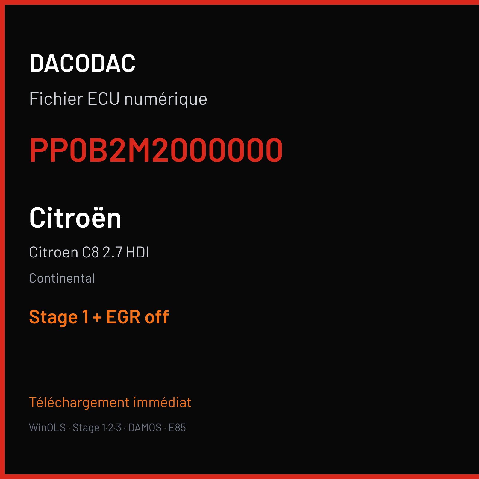 Citroen C8 2.7 HDI (2008) — Continental — PP0B2M2000000 — Stage 1 + EGR off