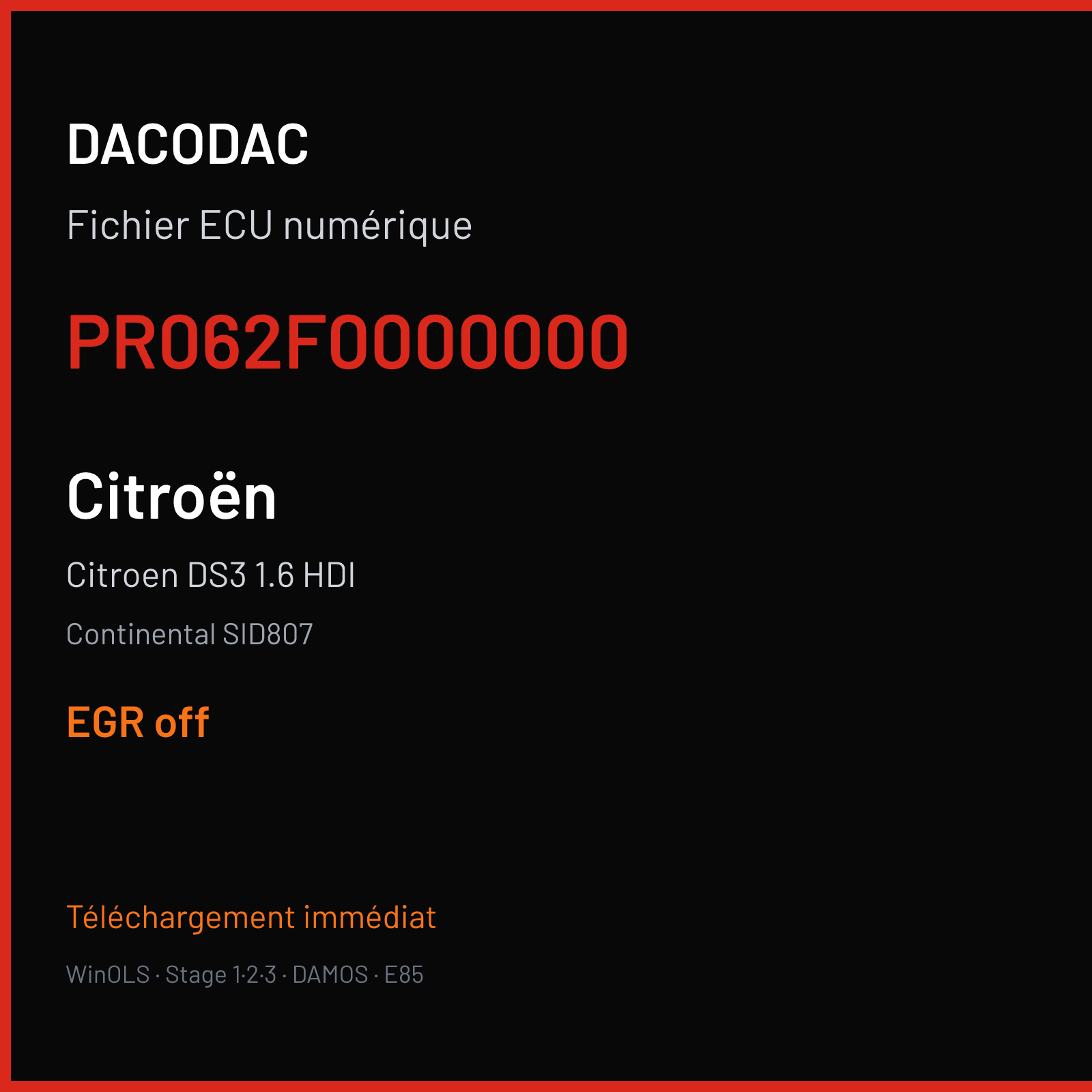 Citroen DS3 1.6 HDI (2011) — Continental SID807 — PR062F0000000 — EGR off