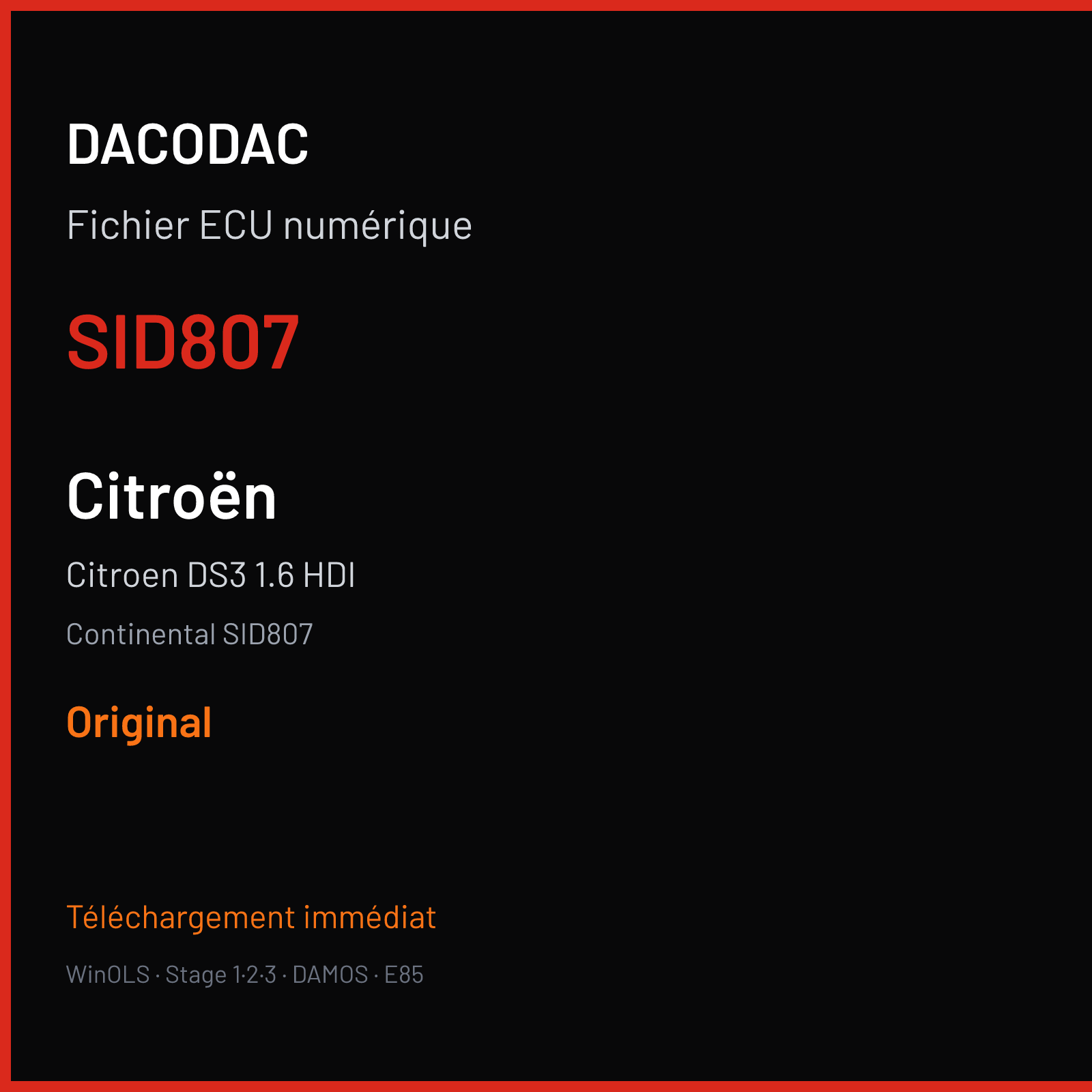 Citroen DS3 1.6 HDI (2014) — Continental SID807 — SID807 — Original