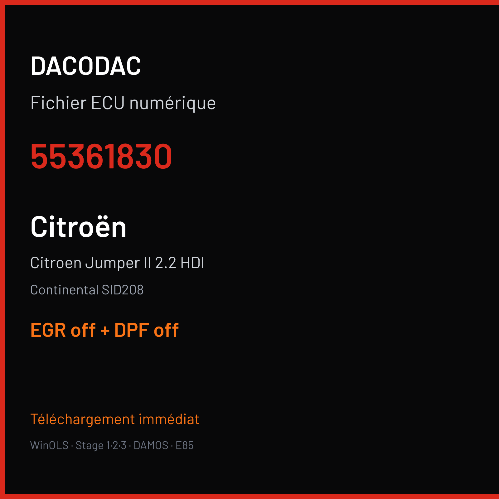 Citroen Jumper II 2.2 HDI (2014) — Continental SID208 — 55361830 — EGR off + DPF off