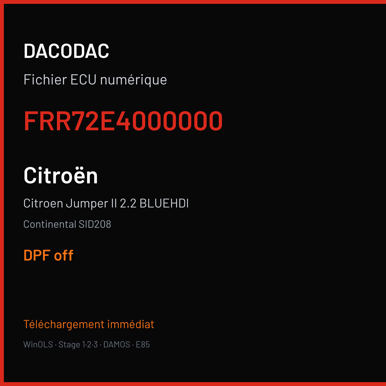 Citroen Jumper II 2.2 BLUEHDI (2015) — Continental SID208 — FRR72E4000000 — DPF off