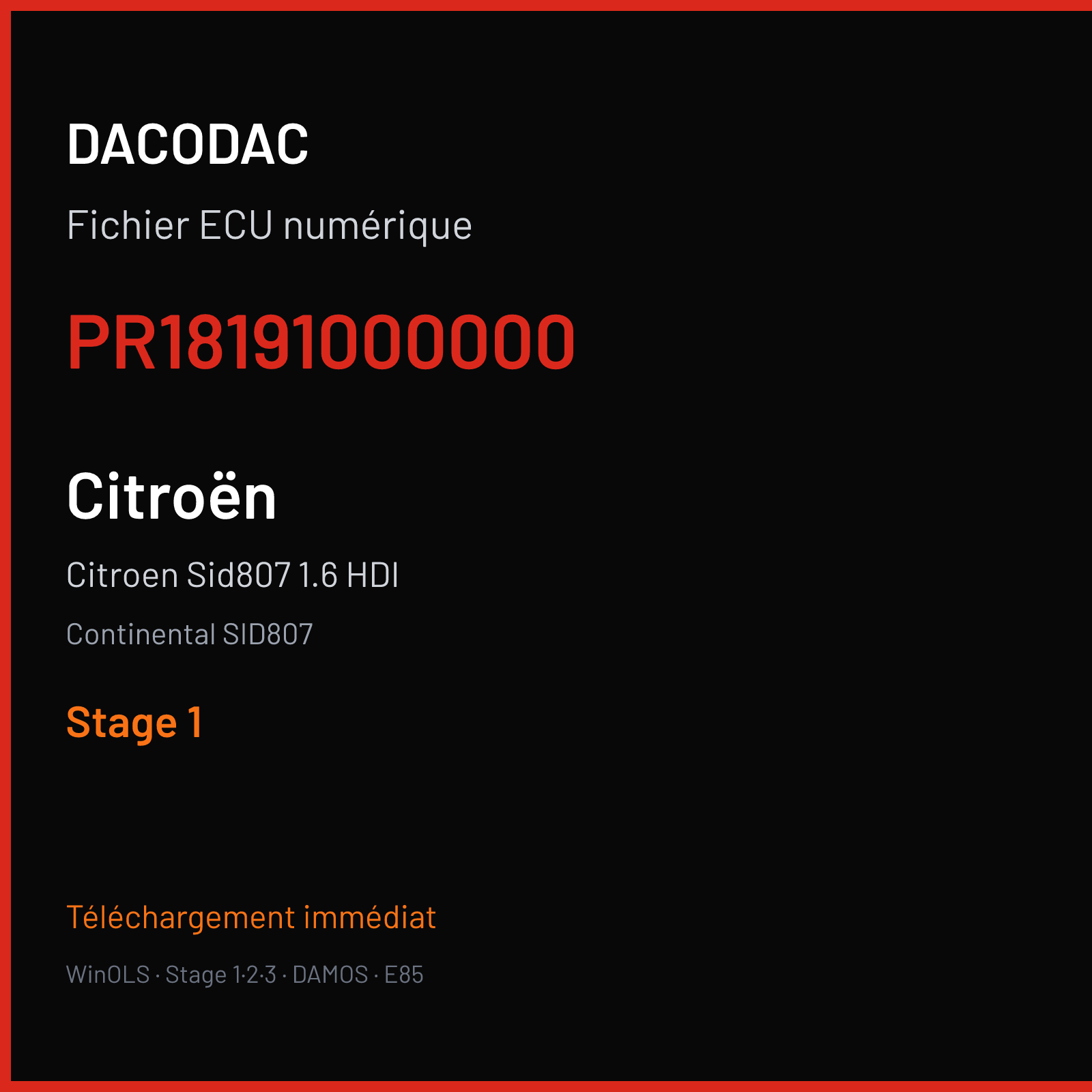 Citroen Sid807 1.6 HDI — Continental SID807 — PR18191000000 — Stage 1
