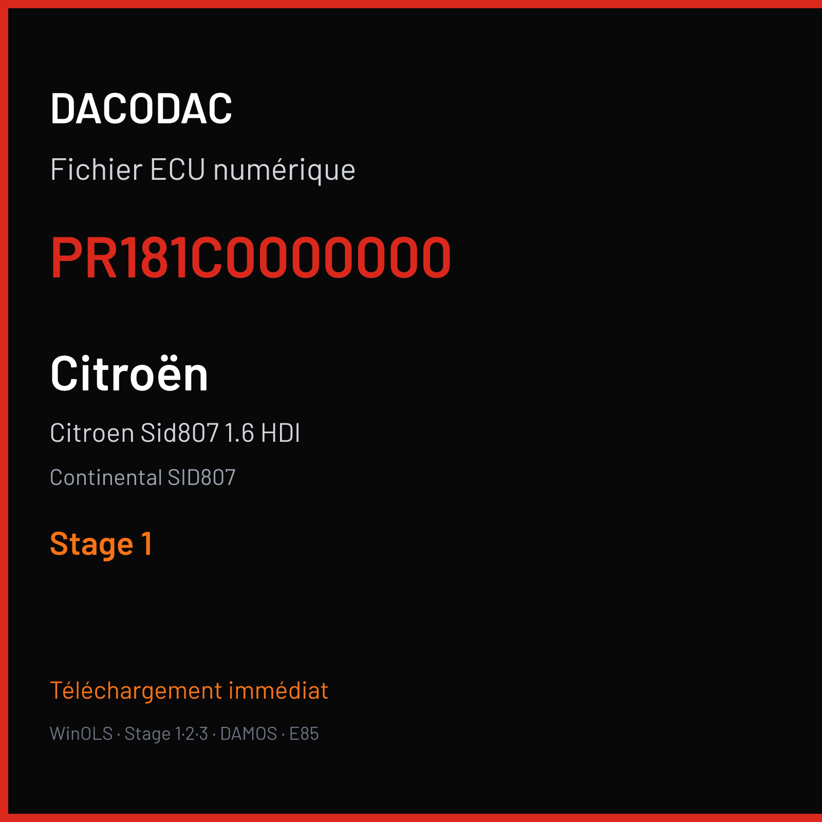 Citroen Sid807 1.6 HDI (2013) — Continental SID807 — PR181C0000000 — Stage 1
