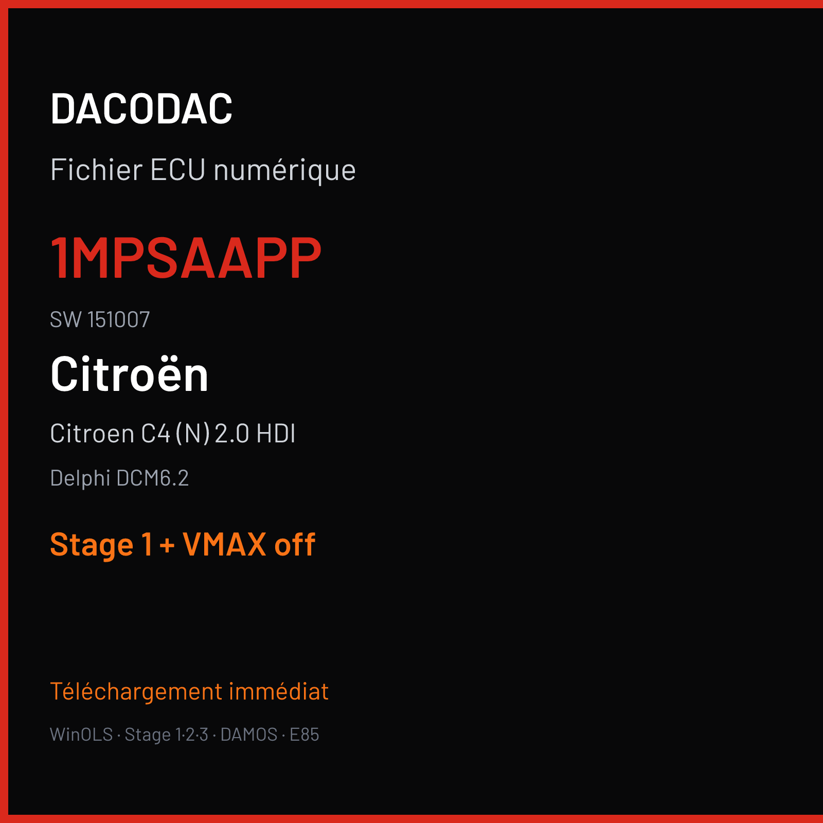 Citroen C4 (N) 2.0 HDI (2016) — Delphi DCM6.2 — 1MPSAAPP · 151007 — Stage 1 + VMAX off