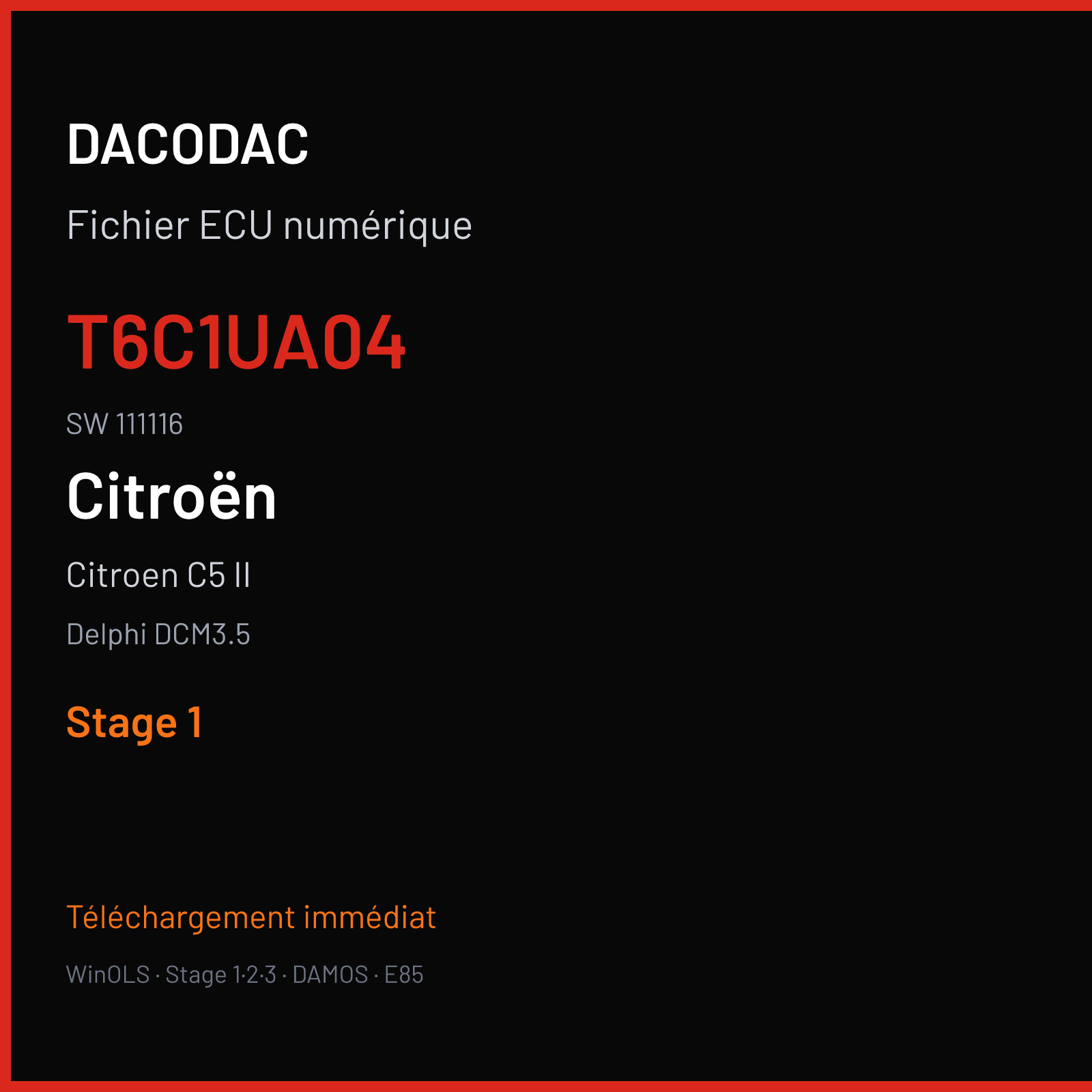 Citroen C5 II (2012) — Delphi DCM3.5 — T6C1UA04 · 111116 — Stage 1