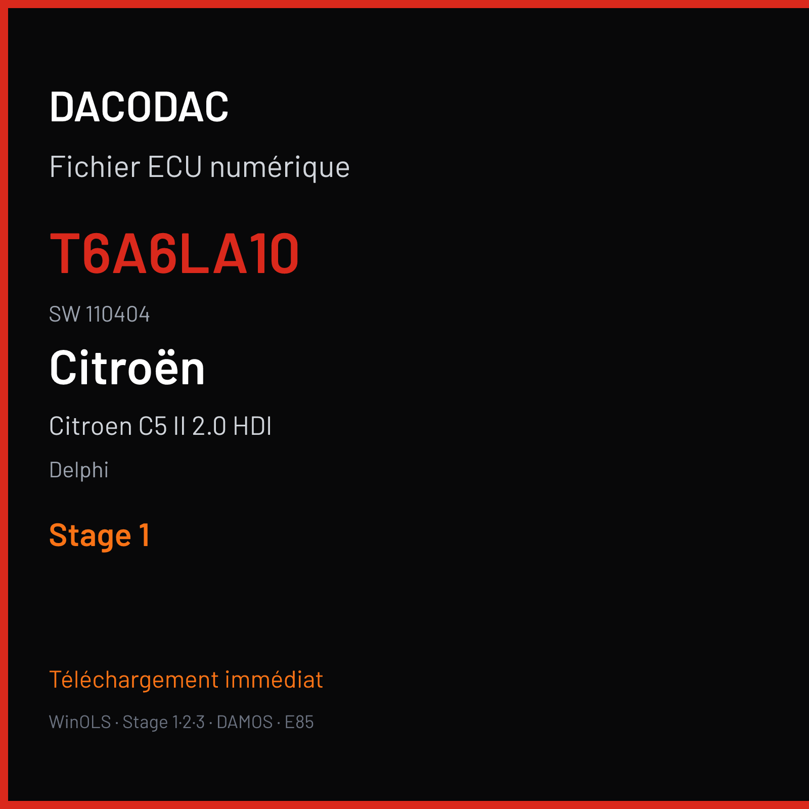 Citroen C5 II 2.0 HDI (2011) — Delphi — T6A6LA10 · 110404 — Stage 1