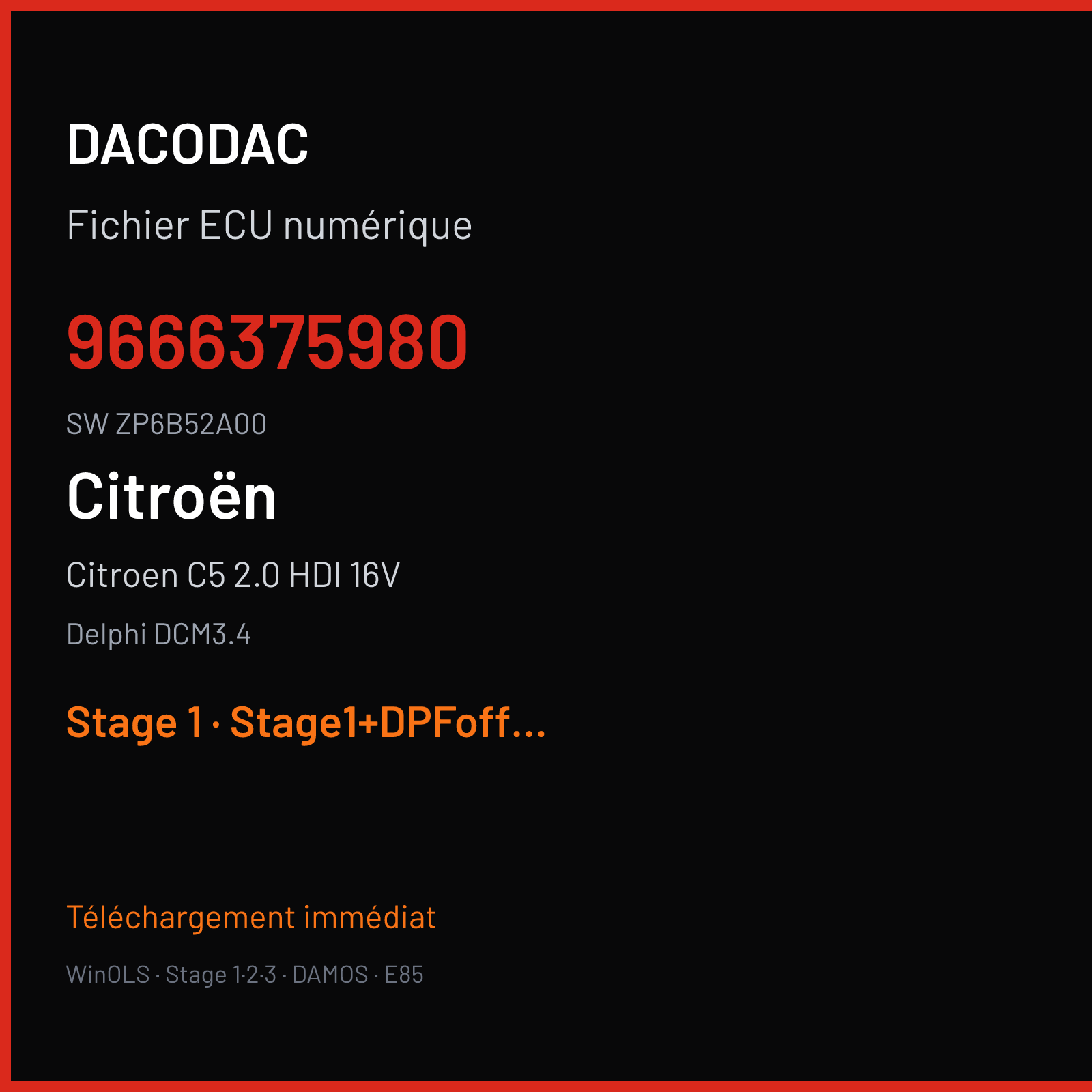 Citroen C5 2.0 HDI 16V (2009) — Delphi DCM3.4 — 9666375980 · ZP6B52A00 — Stage 1