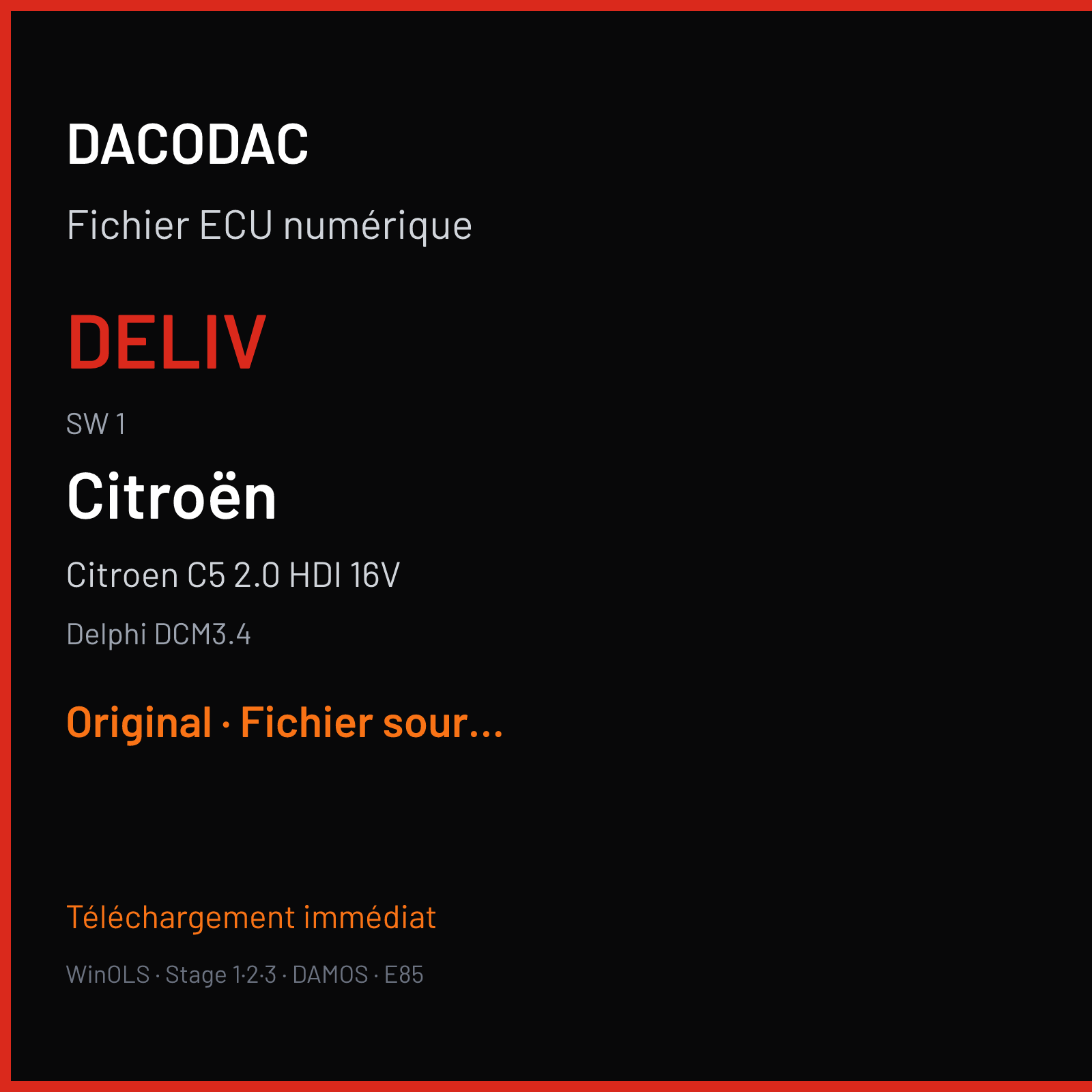 Citroen C5 2.0 HDI 16V (2015) — Delphi DCM3.4 — DELIV · 1 — Original