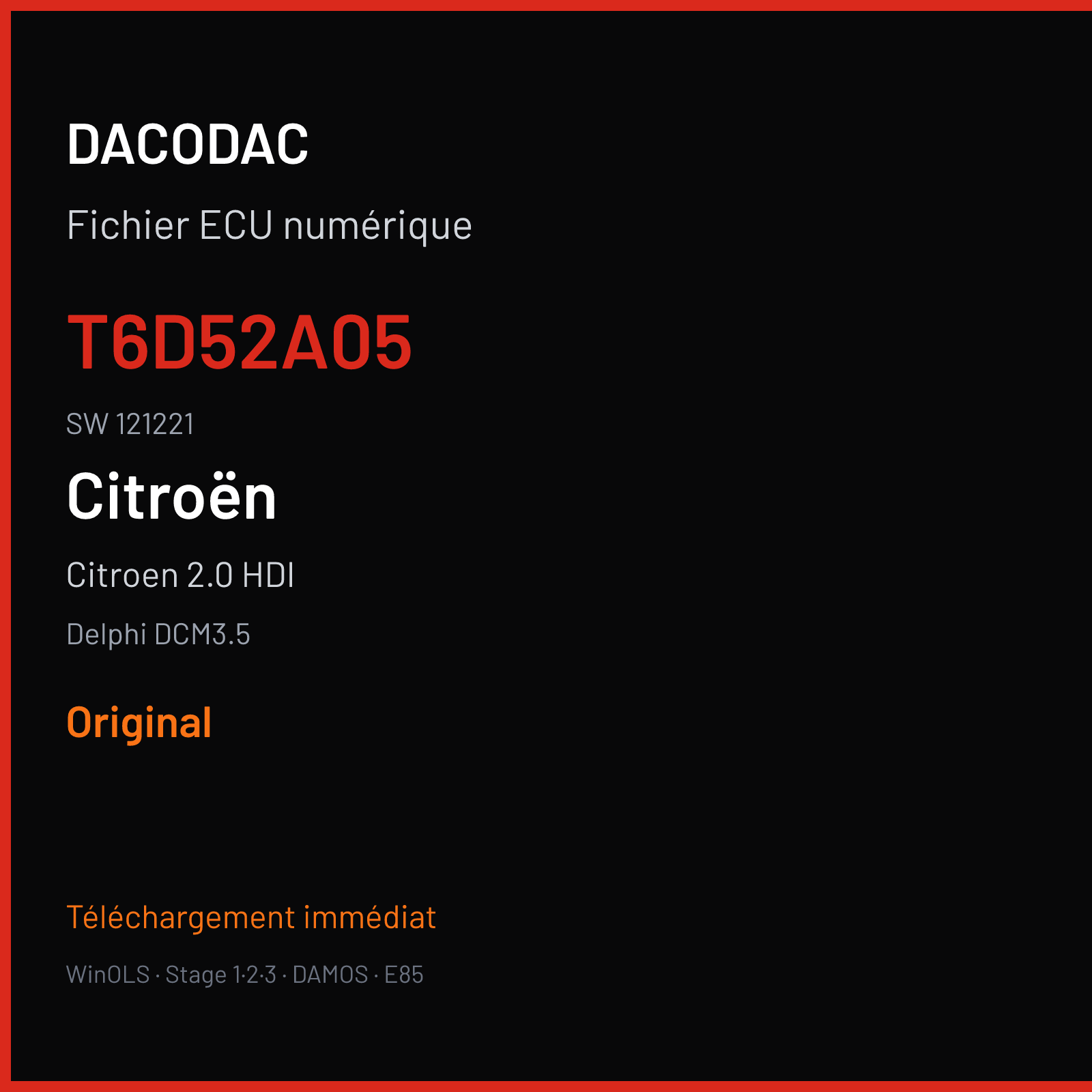 Citroen 2.0 HDI (2013) — Delphi DCM3.5 — T6D52A05 · 121221 — Original