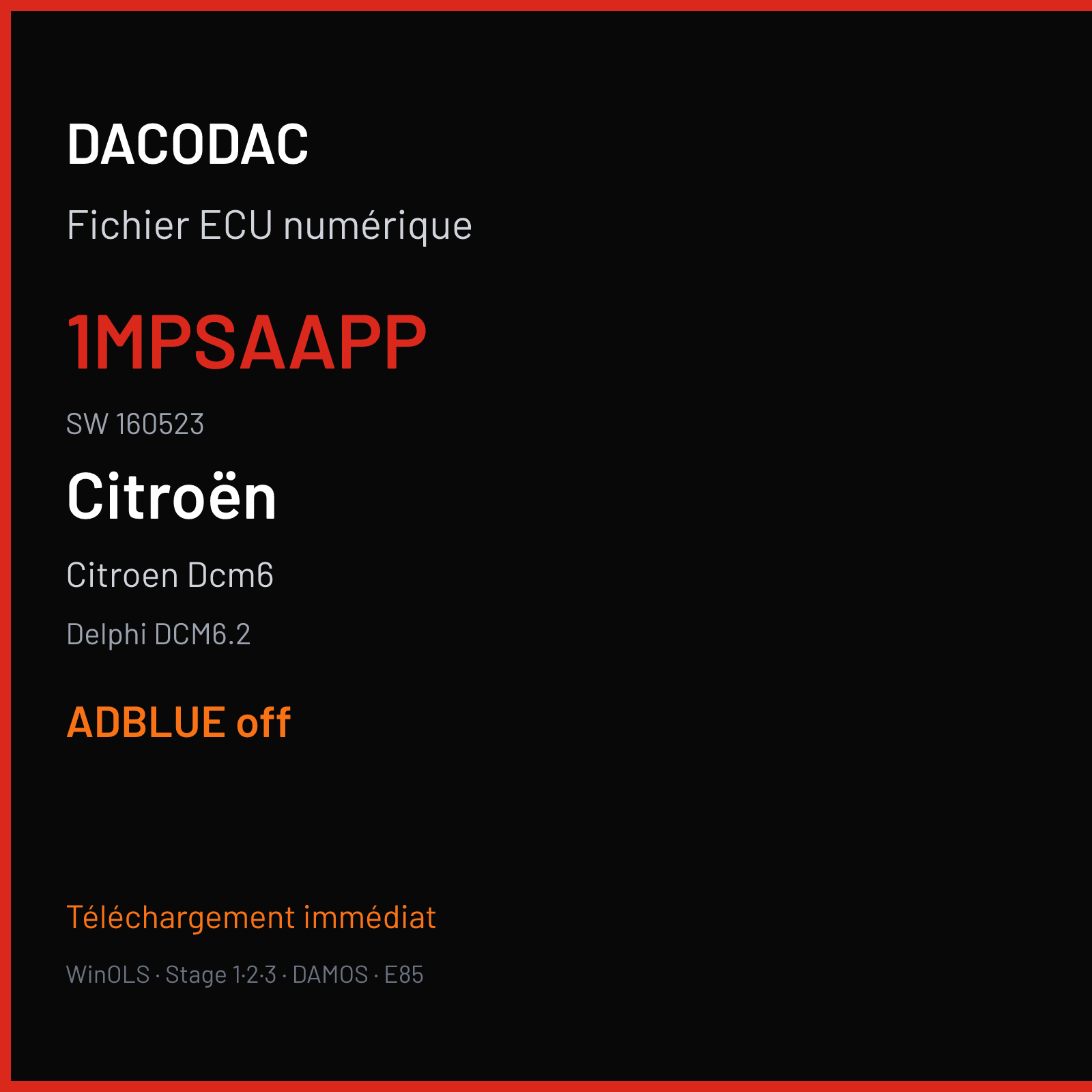 Citroen Dcm6 — Delphi DCM6.2 — 1MPSAAPP · 160523 — ADBLUE off