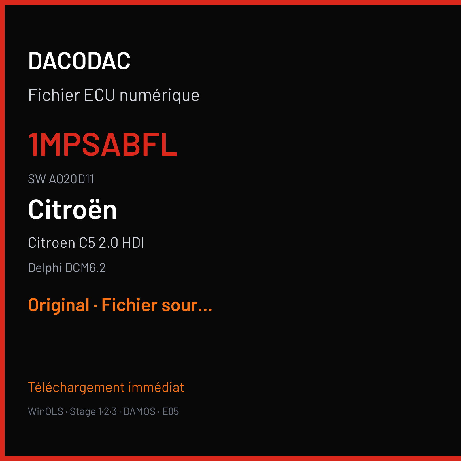 Citroen C5 2.0 HDI 150 ch (2015) — Delphi DCM6.2 — 1MPSABFL · A020D11 · 1MPSABMG A020D11 1MPSAAPP E140D12 150414 6H2G 3CK8B 4A7O3 — Original