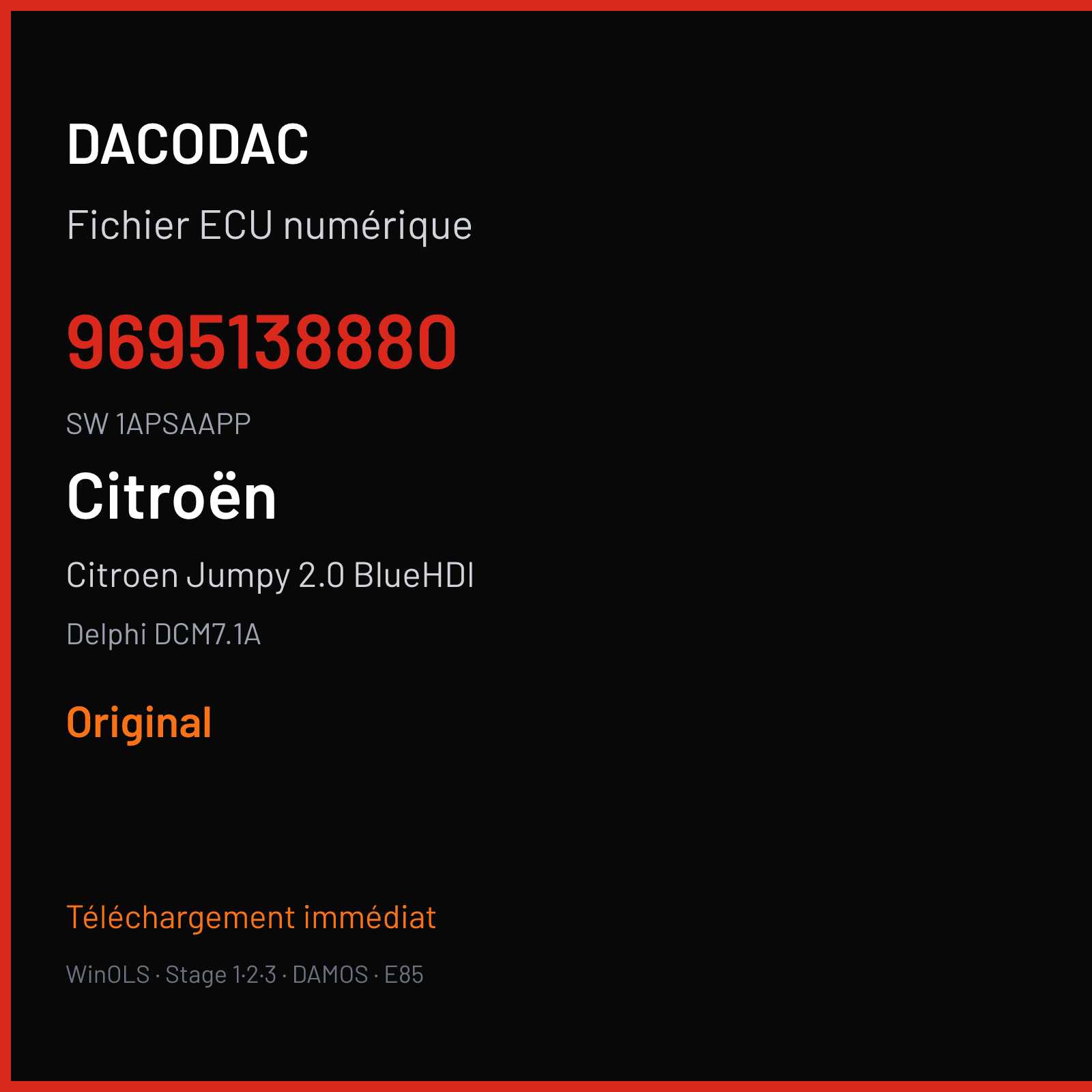 Citroen Jumpy 2.0 BlueHDI 120 ch (2020) — Delphi DCM7.1A — 9695138880 · 1APSAAPP · E30d12 210420 62P2O PHK8B 2BWO5 FOS 9695138880 10FEU K99 ML6C STTA Po — Original