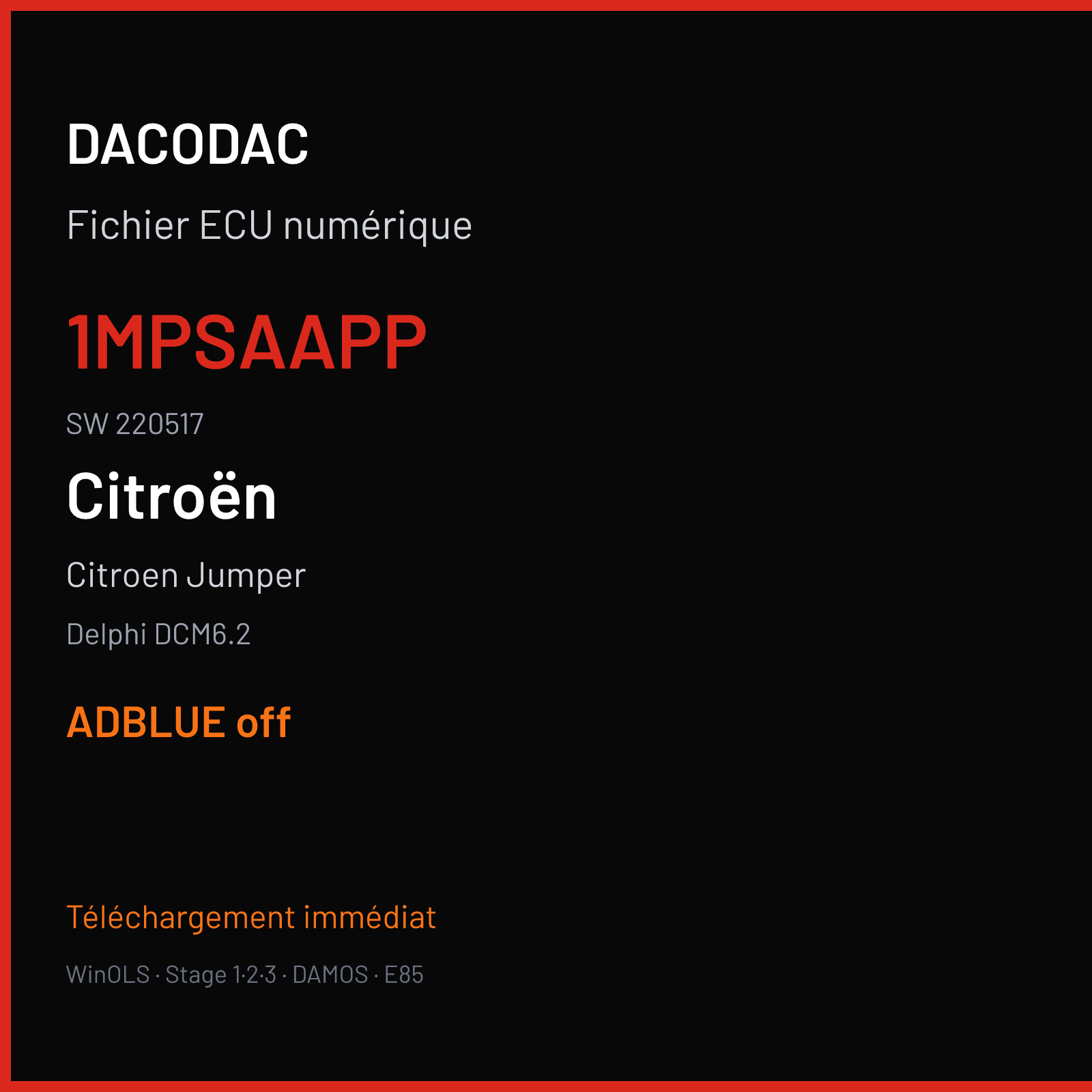 Citroen Jumper — Delphi DCM6.2 — 1MPSAAPP · 220517 — ADBLUE off