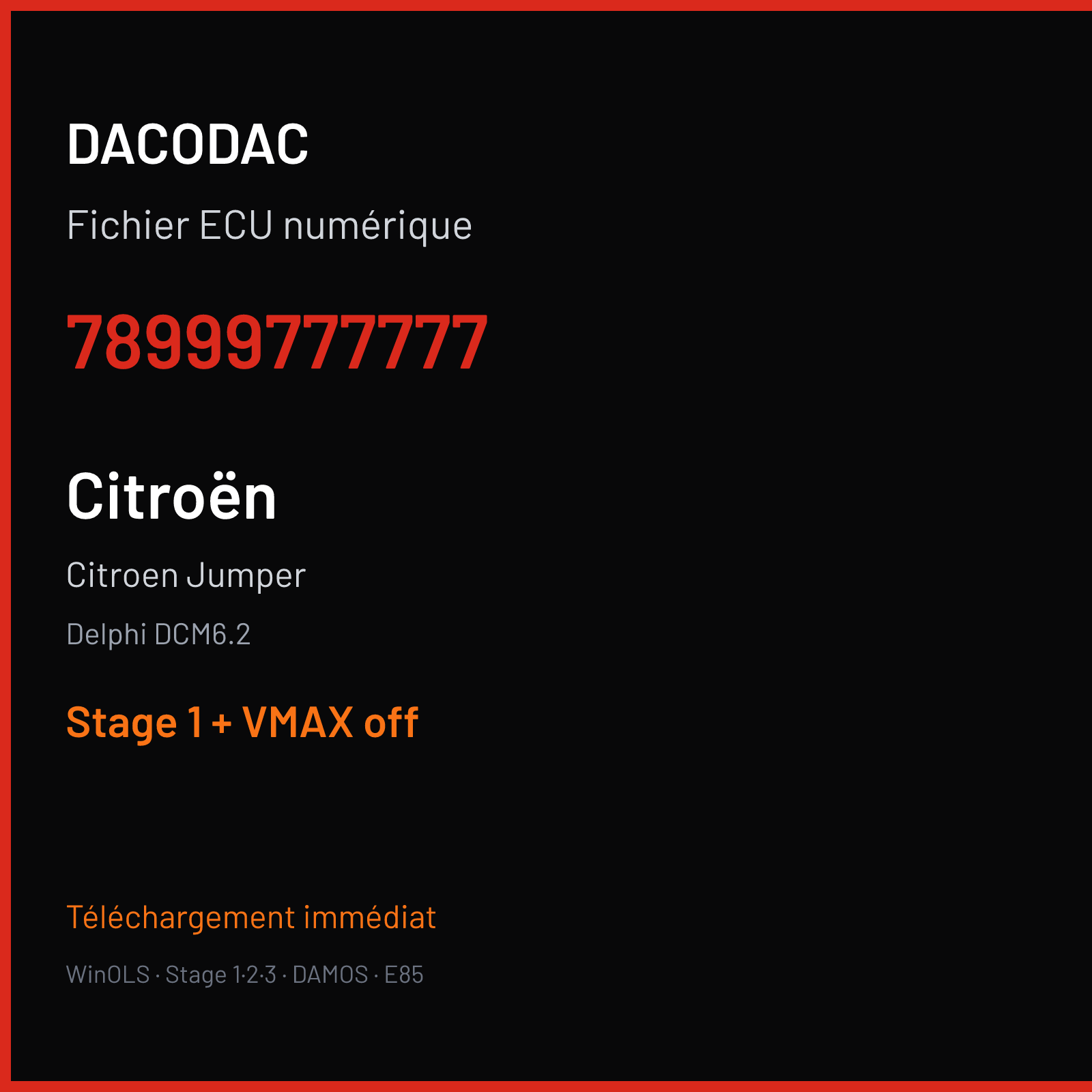 Citroen Jumper 2.0 BLUEHDI (2017) — Delphi DCM6.2 — 78999777777 — Stage 1 + VMAX off
