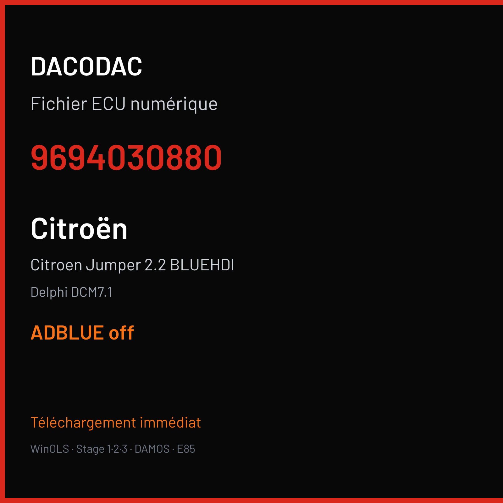 Citroen Jumper 2.2 BLUEHDI (2019) — Delphi DCM7.1 — 9694030880 — ADBLUE off