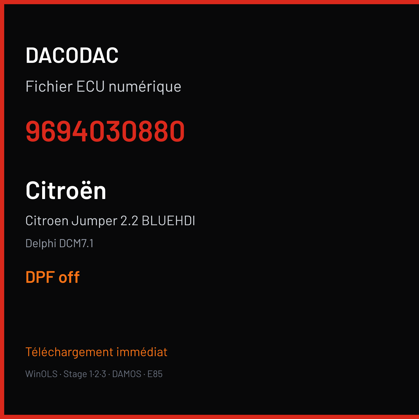 Citroen Jumper 2.2 BLUEHDI (2019) — Delphi DCM7.1 — 9694030880 — DPF off