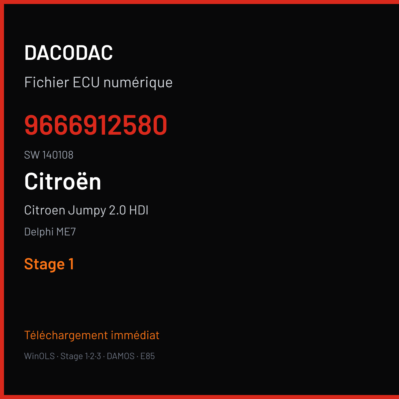 Citroen Jumpy 2.0 HDI (2012) — Delphi ME7 — 9666912580 · 140108 — Stage 1