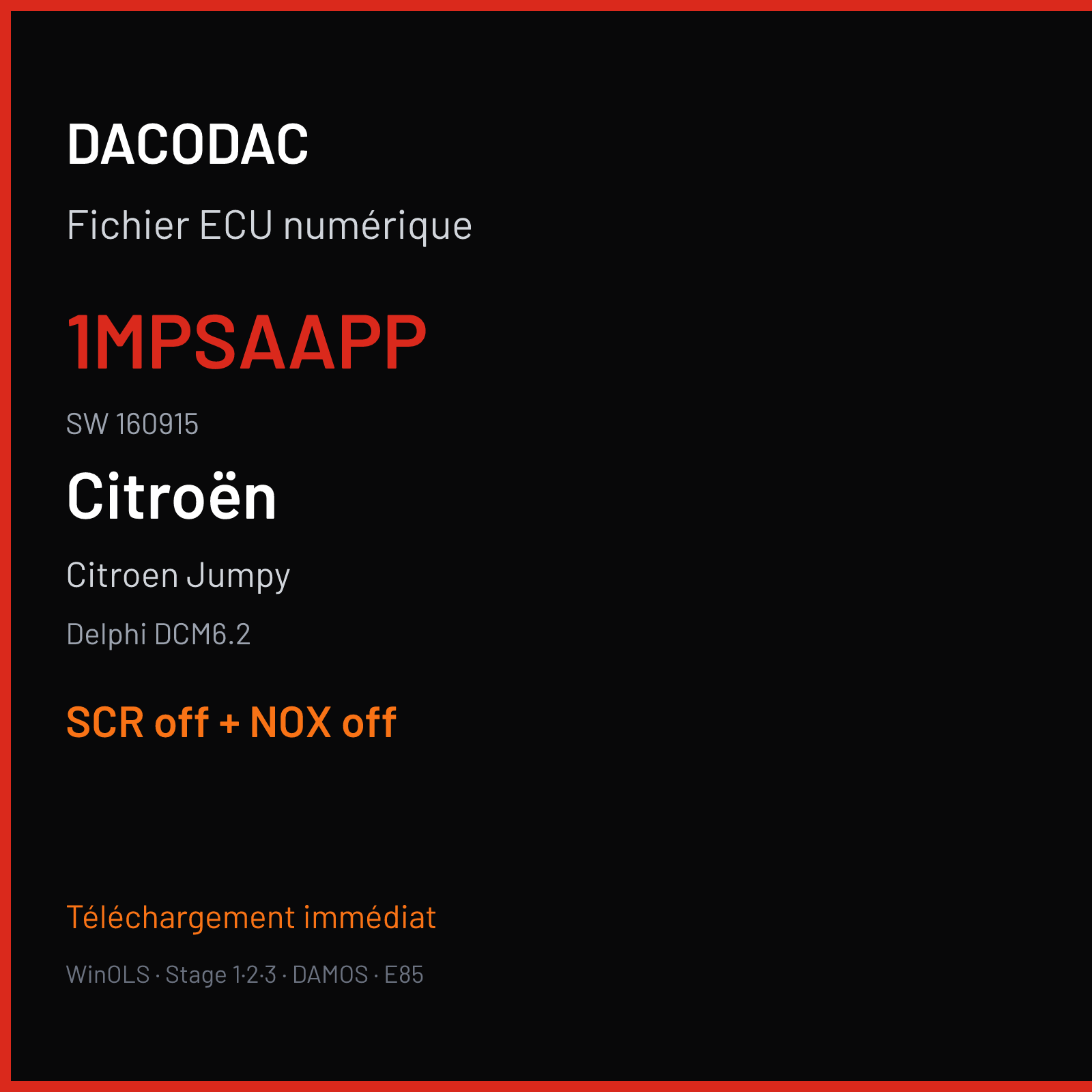 Citroen Jumpy — Delphi DCM6.2 — 1MPSAAPP · 160915 — SCR off + NOX off