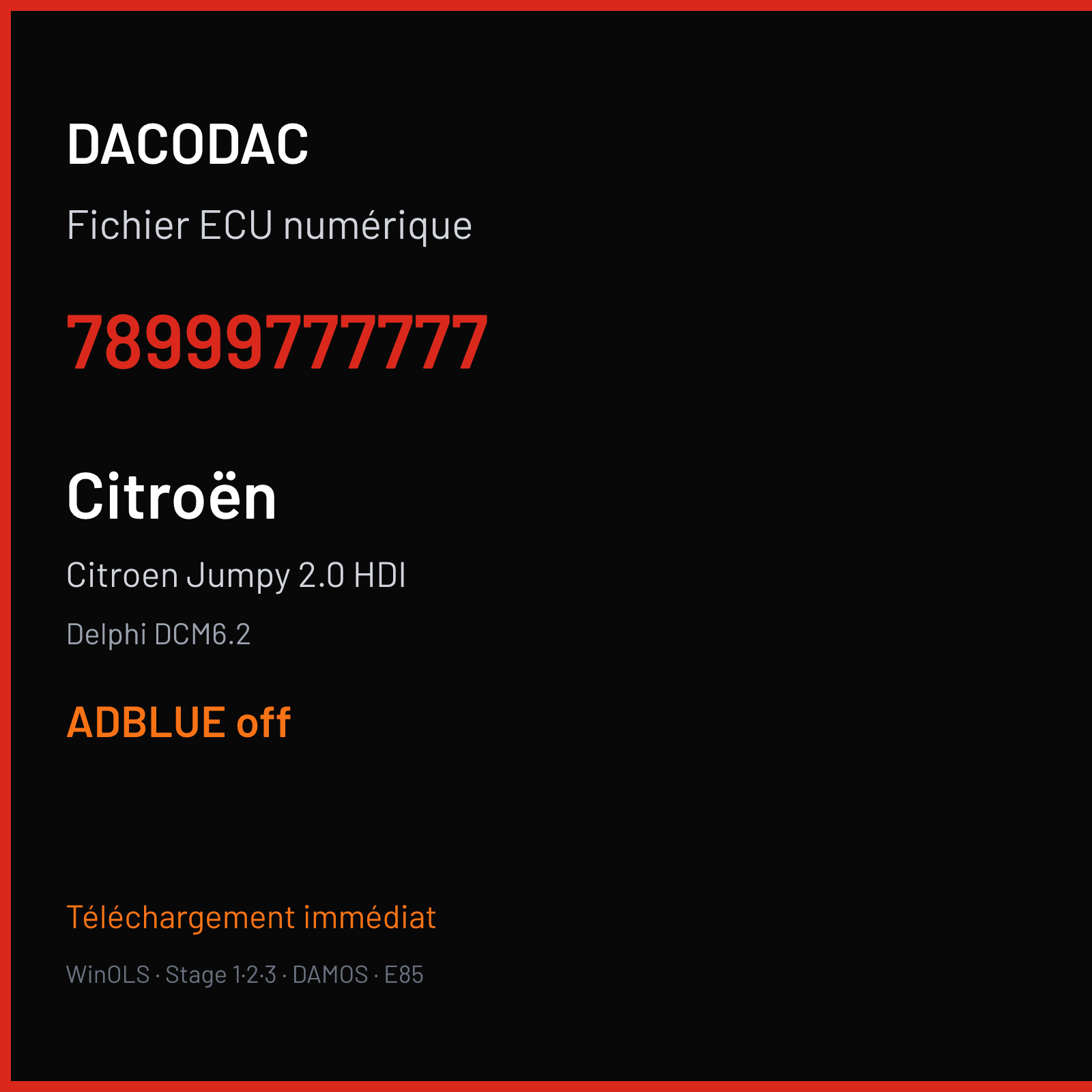 Citroen Jumpy 2.0 HDI (2019) — Delphi DCM6.2 — 78999777777 — ADBLUE off