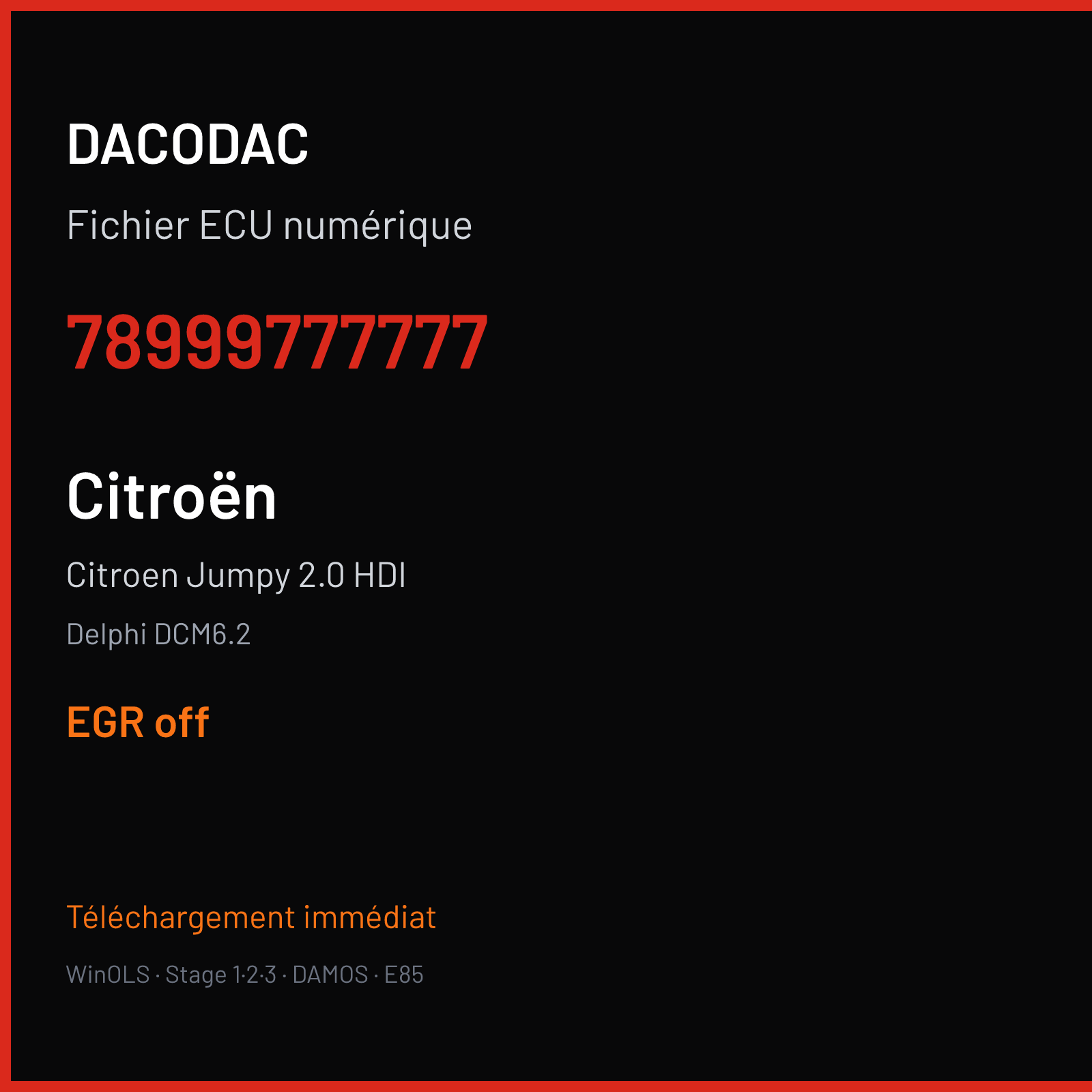 Citroen Jumpy 2.0 HDI (2019) — Delphi DCM6.2 — 78999777777 — EGR off