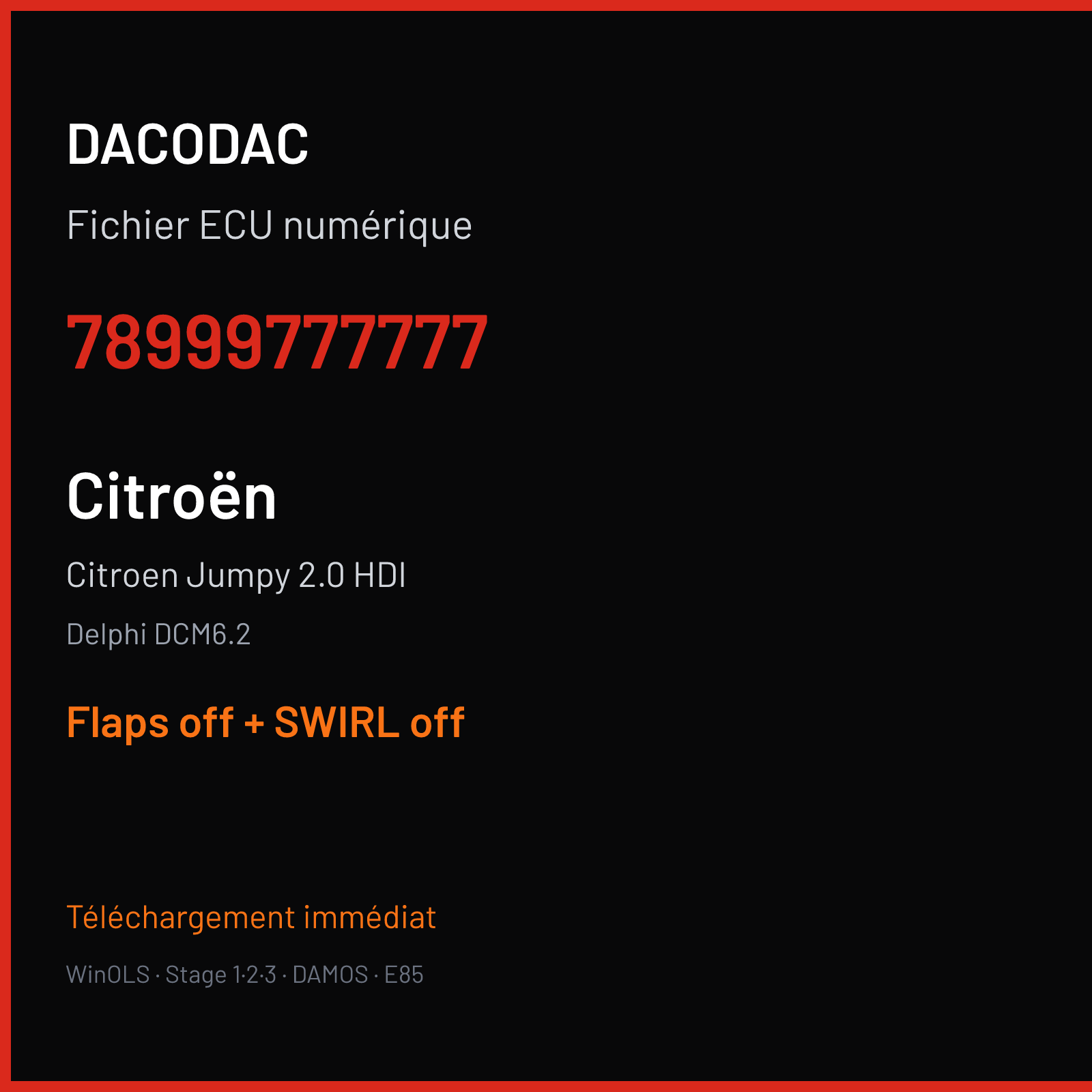 Citroen Jumpy 2.0 HDI (2019) — Delphi DCM6.2 — 78999777777 — Flaps off + SWIRL off