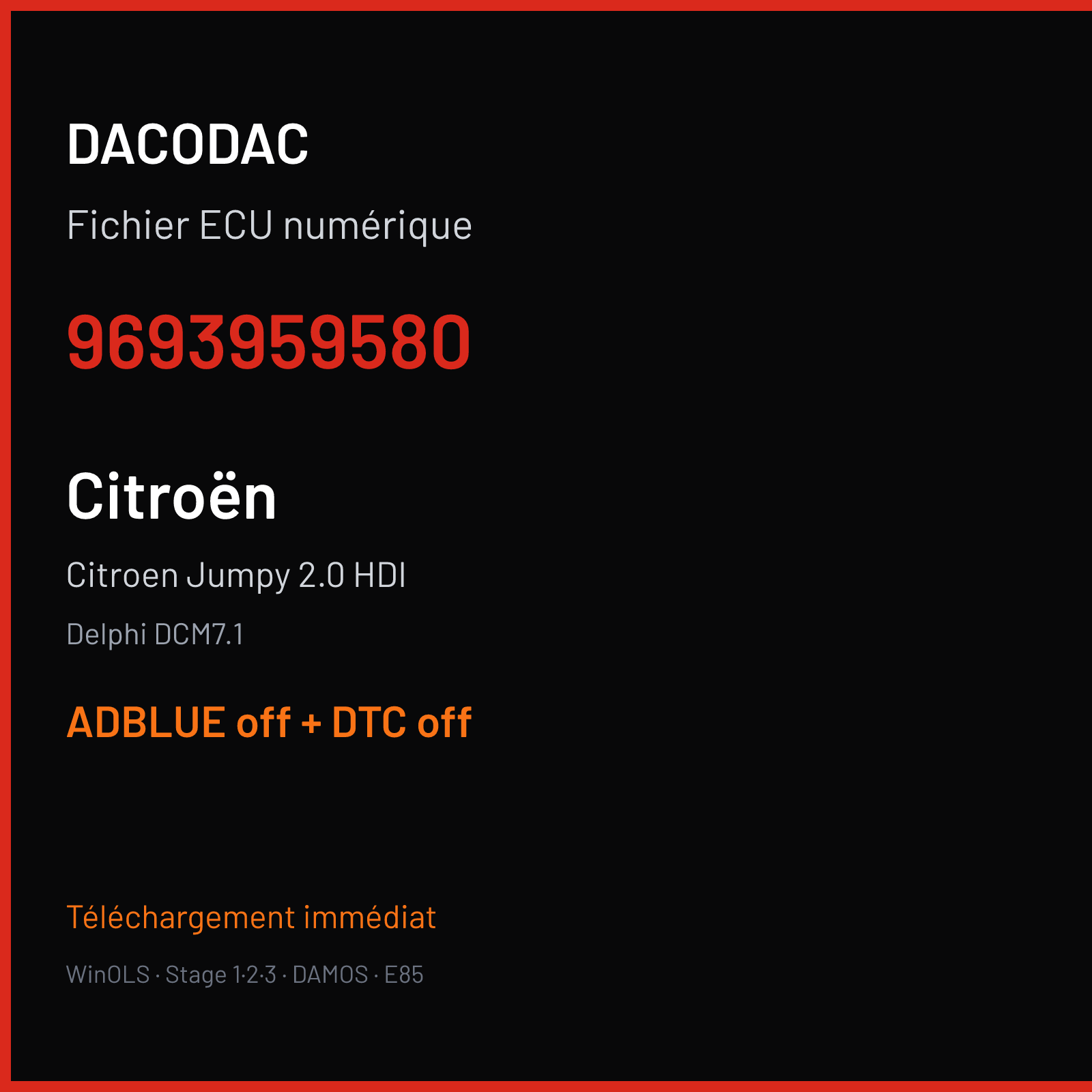Citroen Jumpy 2.0 HDI (2020) — Delphi DCM7.1 — 9693959580 — ADBLUE off + DTC off