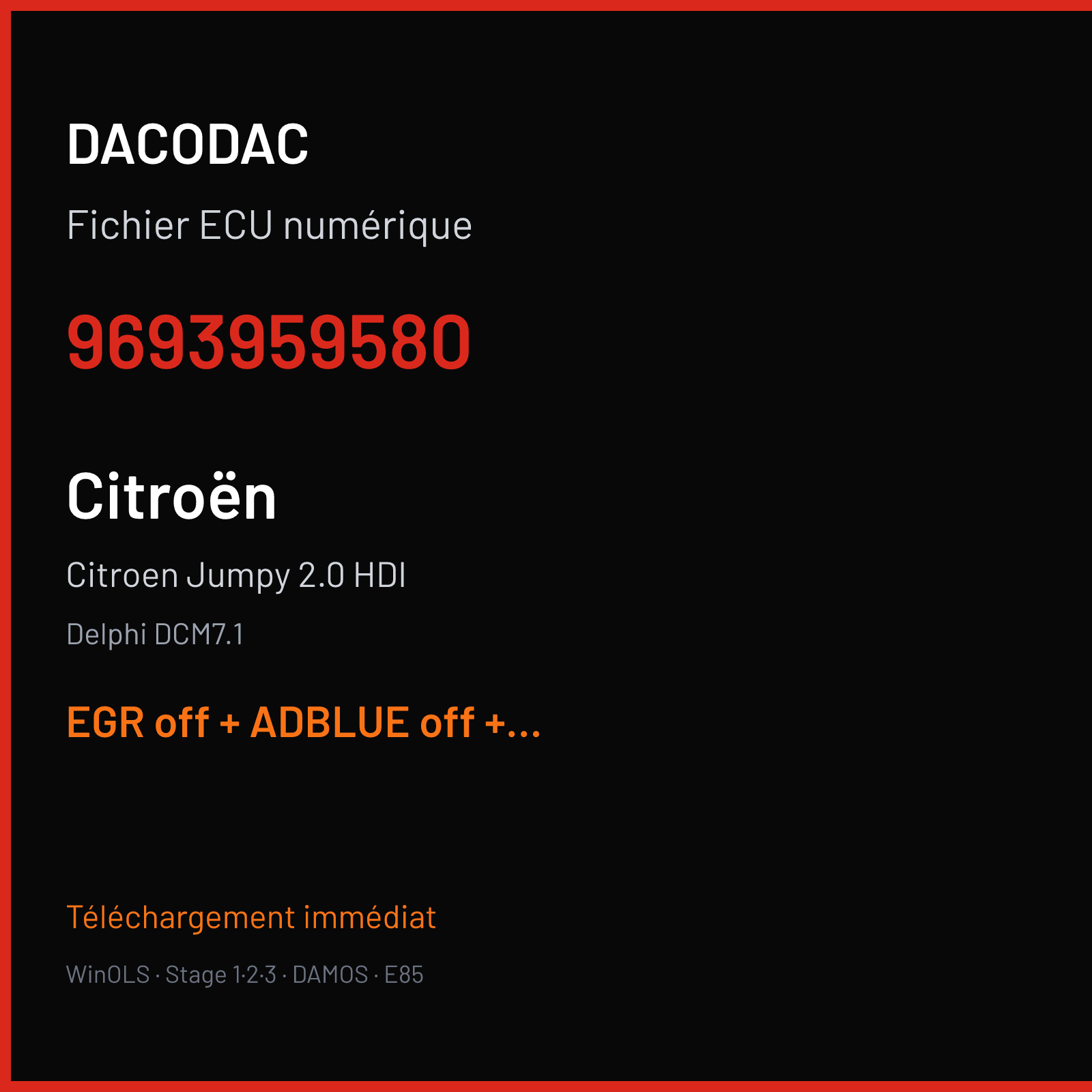Citroen Jumpy 2.0 HDI (2020) — Delphi DCM7.1 — 9693959580 — EGR off + ADBLUE off + DTC off