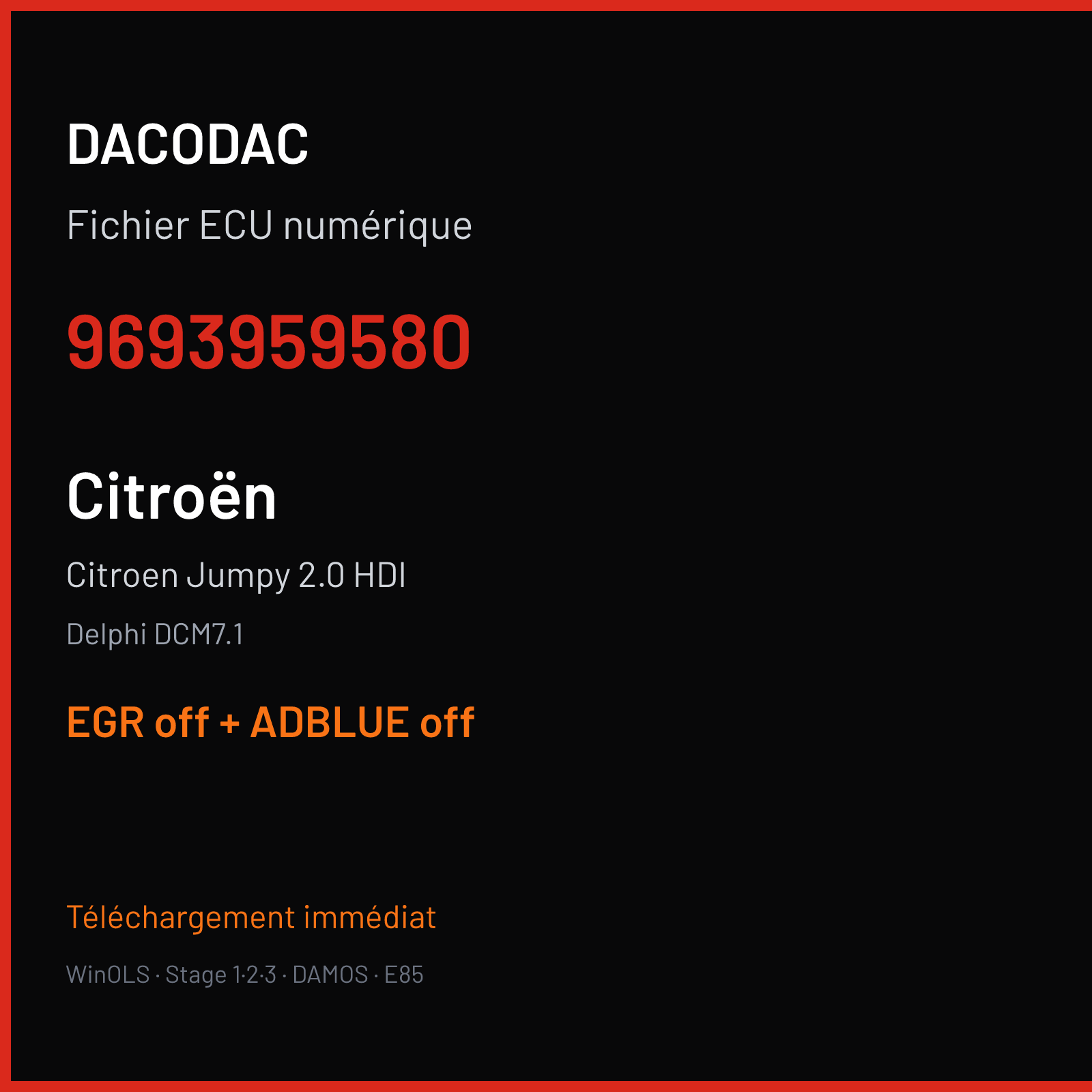 Citroen Jumpy 2.0 HDI (2020) — Delphi DCM7.1 — 9693959580 — EGR off + ADBLUE off