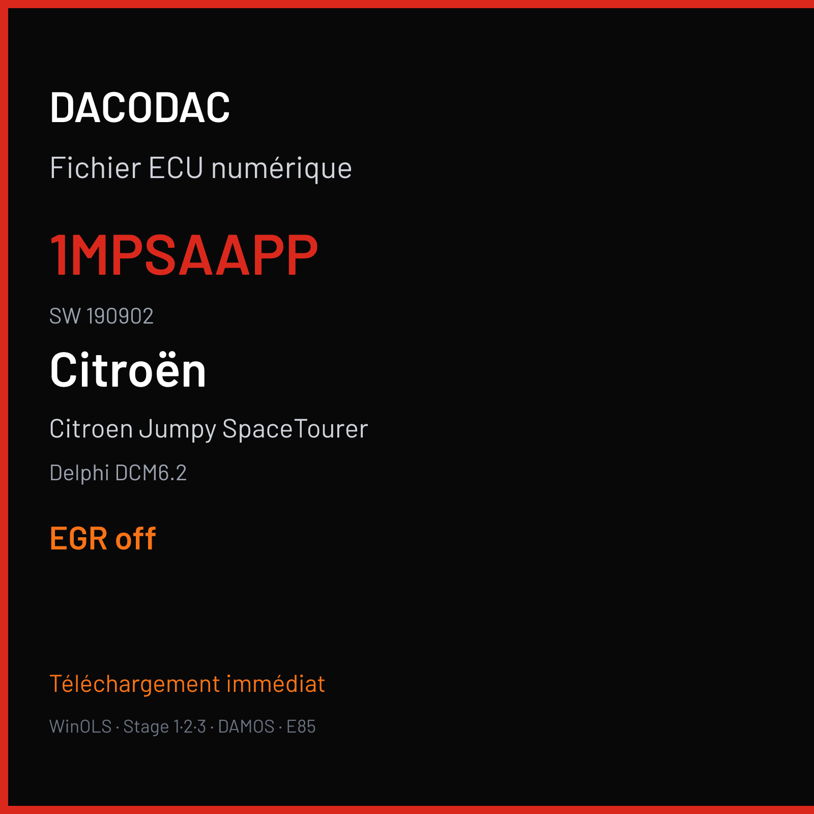 Citroen Jumpy SpaceTourer 2.0 BLUEHDI (2017) — Delphi DCM6.2 — 1MPSAAPP · 190902 — EGR off