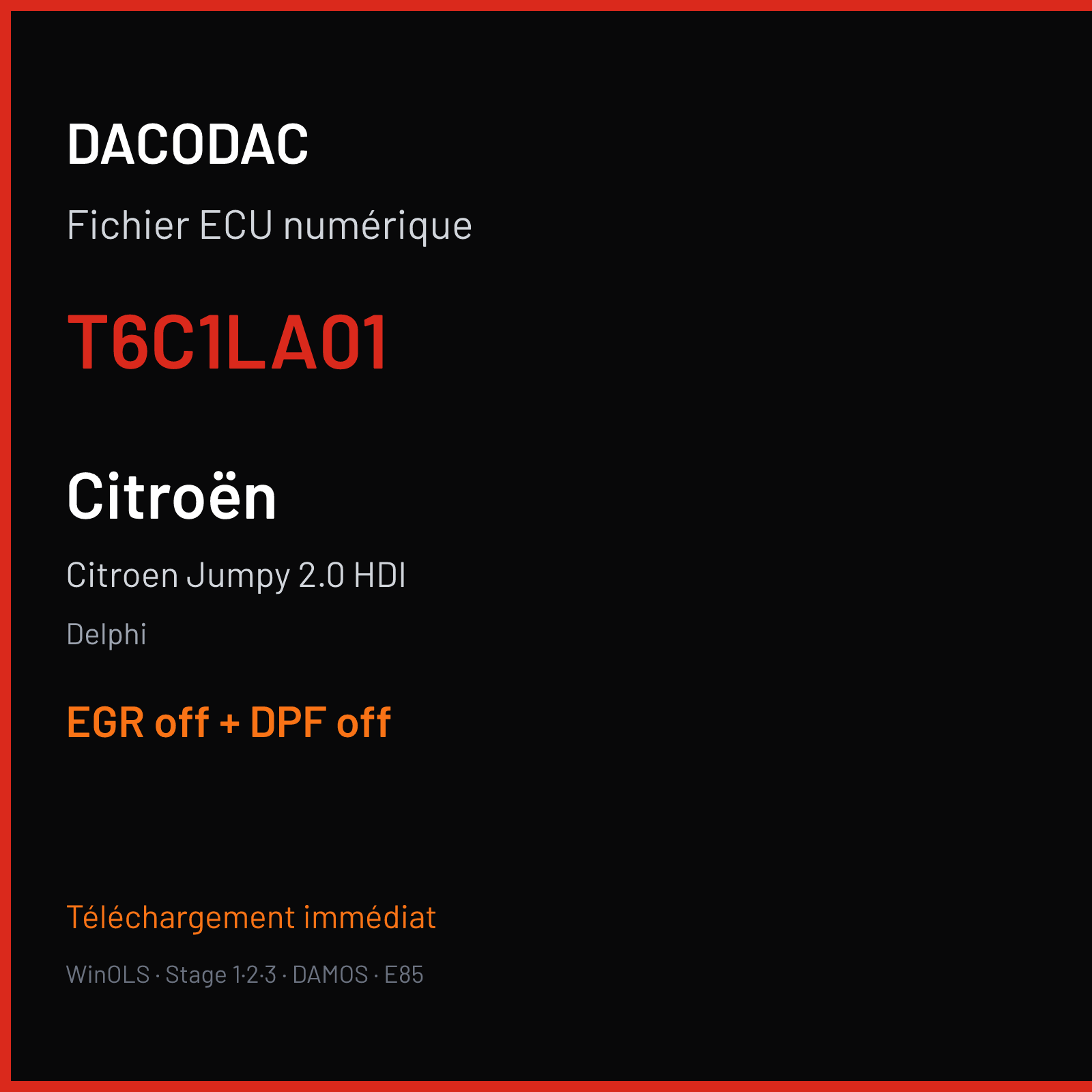 Citroen Jumpy 2.0 HDI — Delphi — T6C1LA01 — EGR off + DPF off