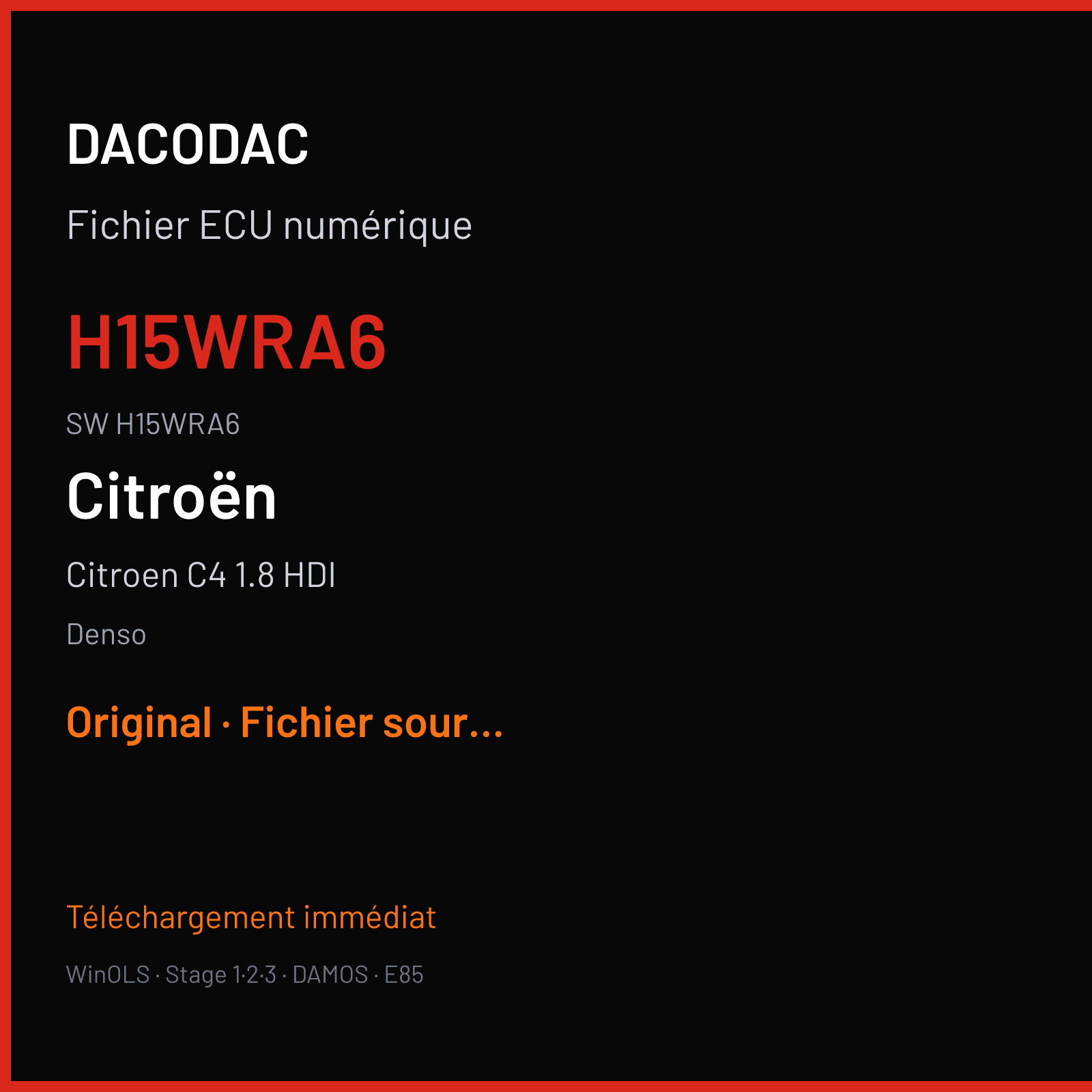 Citroen C4 1.8 HDI 150 ch (2013) — Denso — H15WRA6 · H15WRA6 — Original