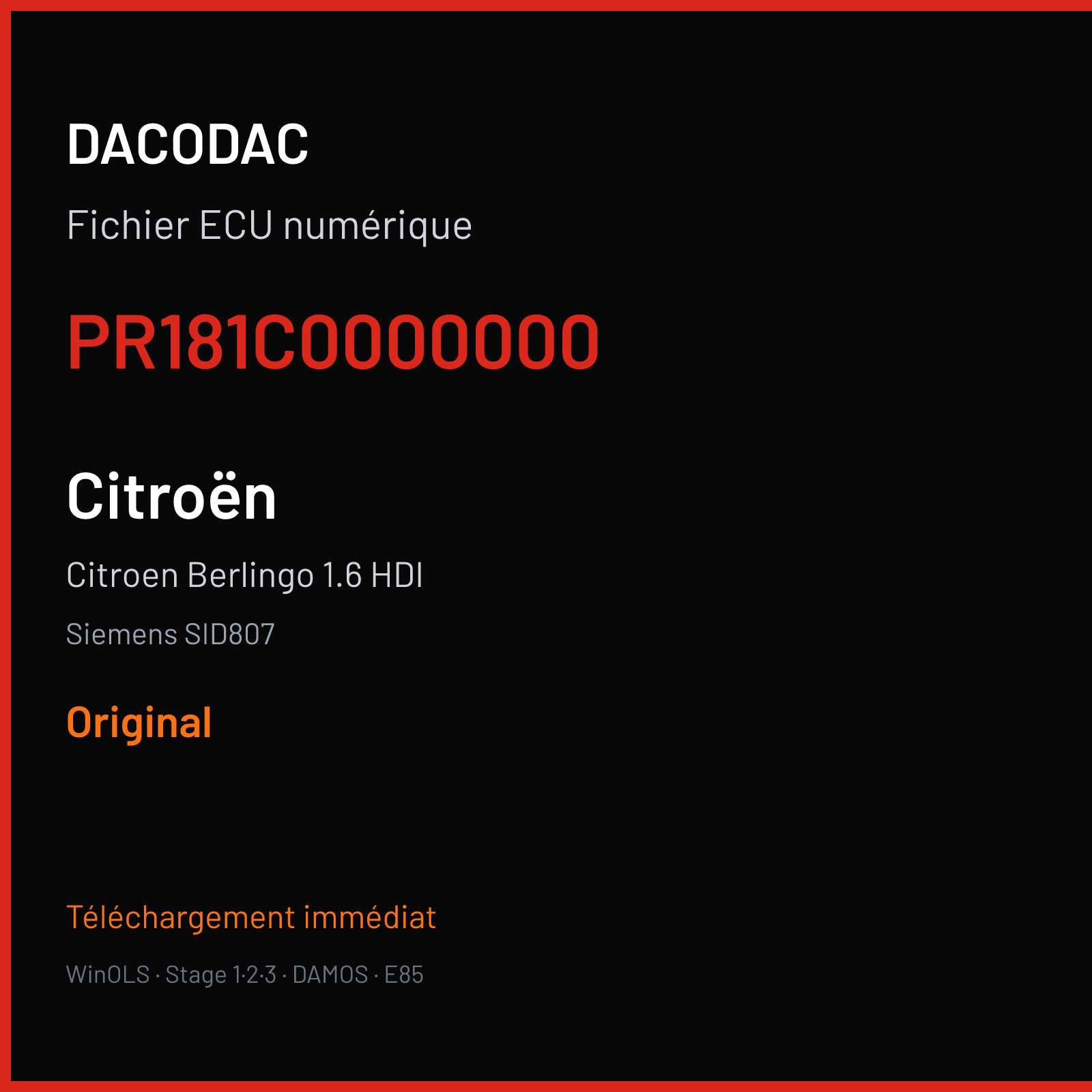 Citroen Berlingo 1.6 HDI (2013) — Siemens SID807 — PR181C0000000 — Original