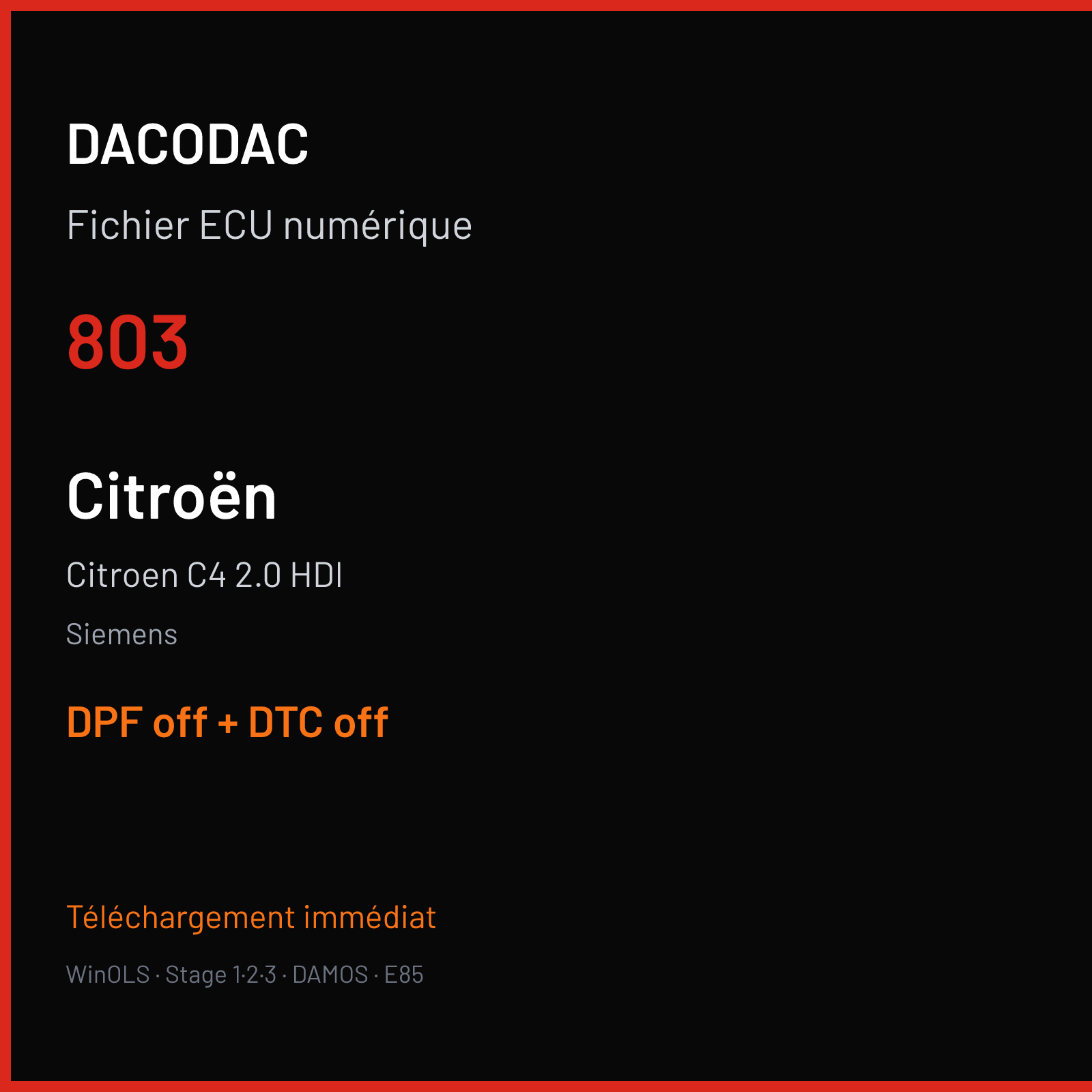 Citroen C4 2.0 HDI (2006) — Siemens — 803 — DPF off + DTC off