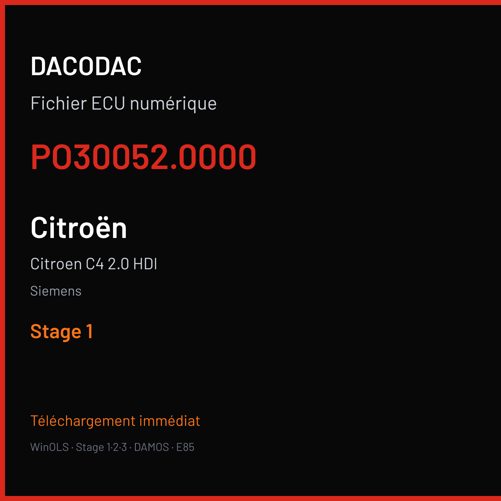 Citroen C4 2.0 HDI (2008) — Siemens — PO30052.0000 — Stage 1
