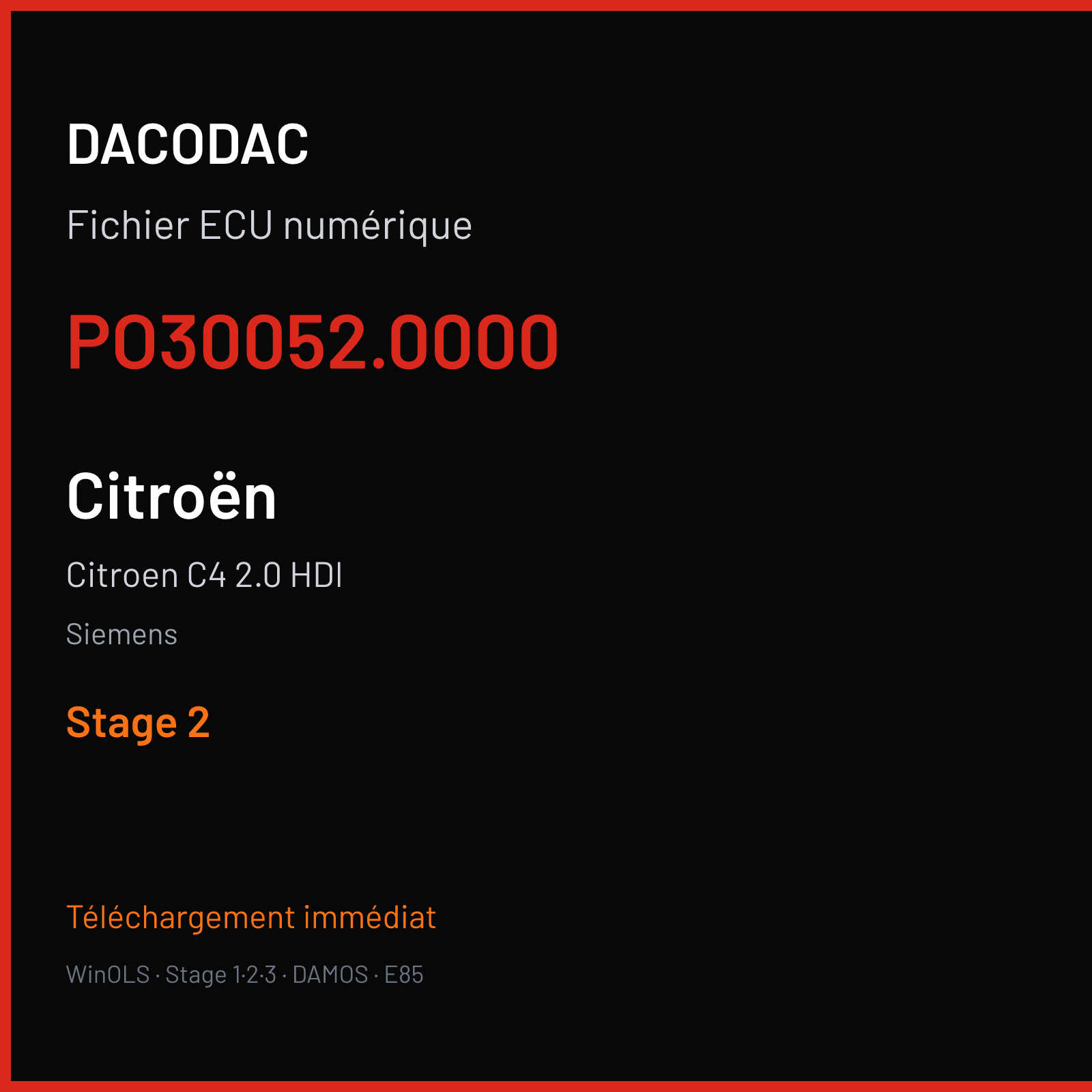 Citroen C4 2.0 HDI (2008) — Siemens — PO30052.0000 — Stage 2