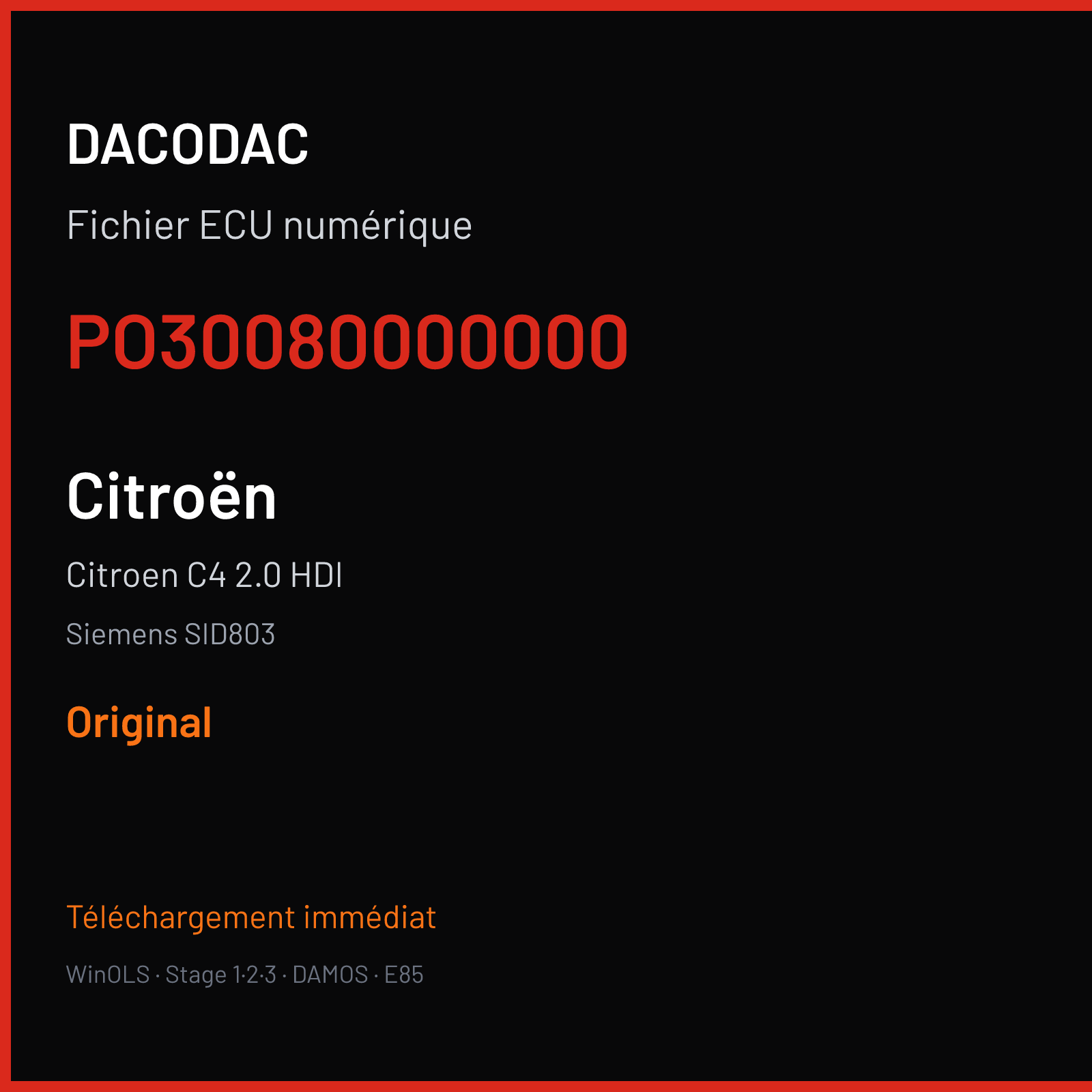 Citroen C4 2.0 HDI (2007) — Siemens SID803 — PO30080000000 — Original