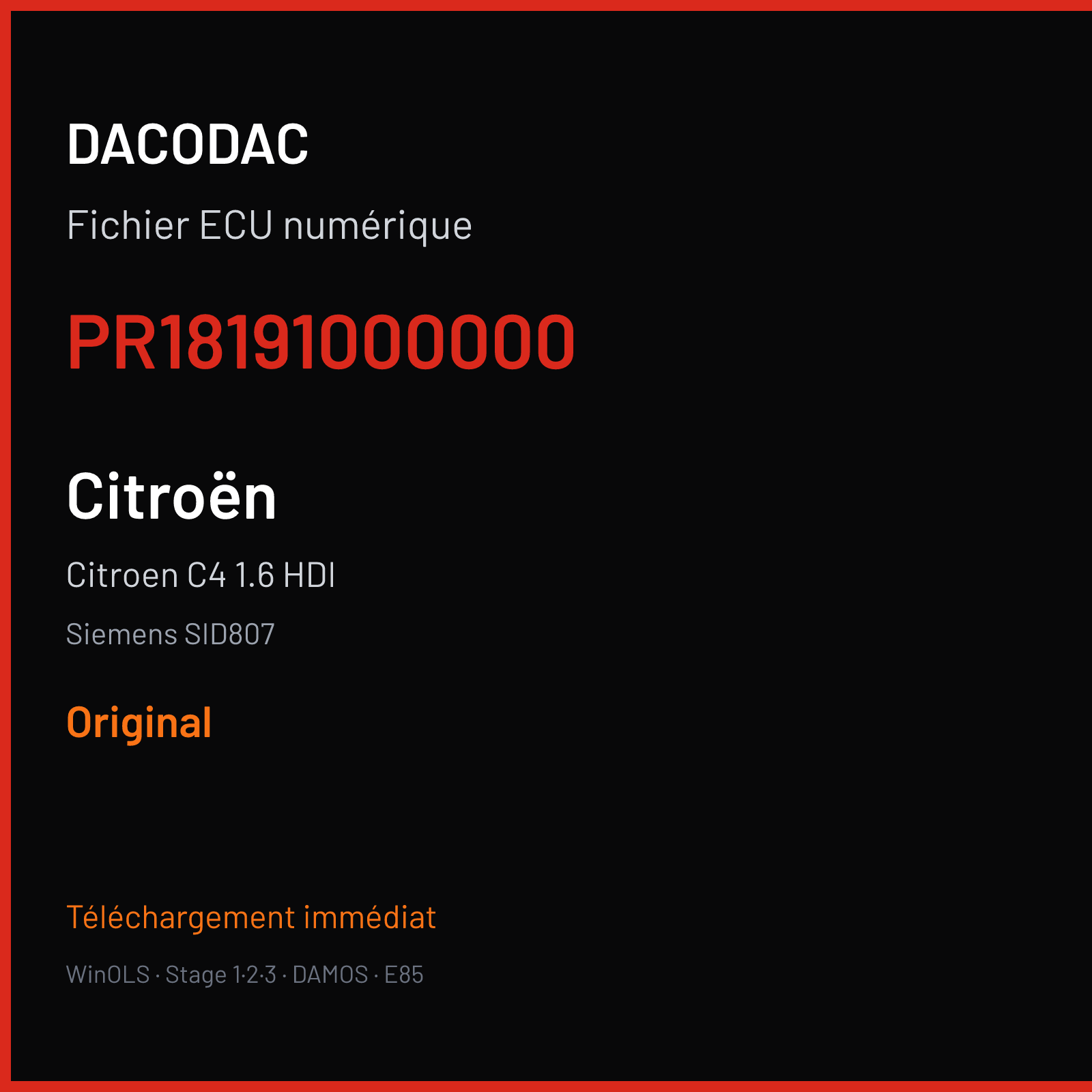 Citroen C4 1.6 HDI (2013) — Siemens SID807 — PR18191000000 — Original